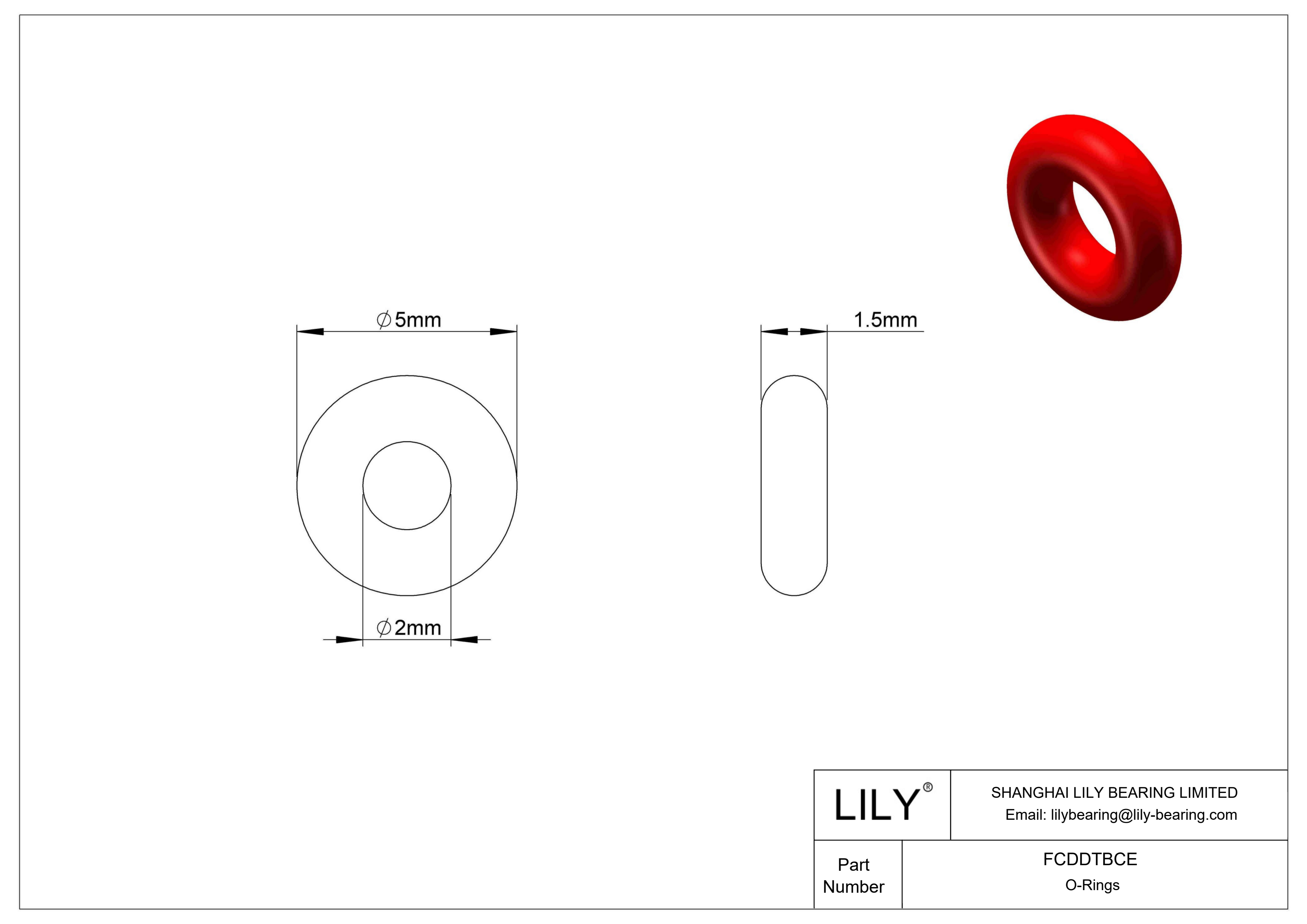 FCDDTBCE High Temperature O-Rings Round cad drawing