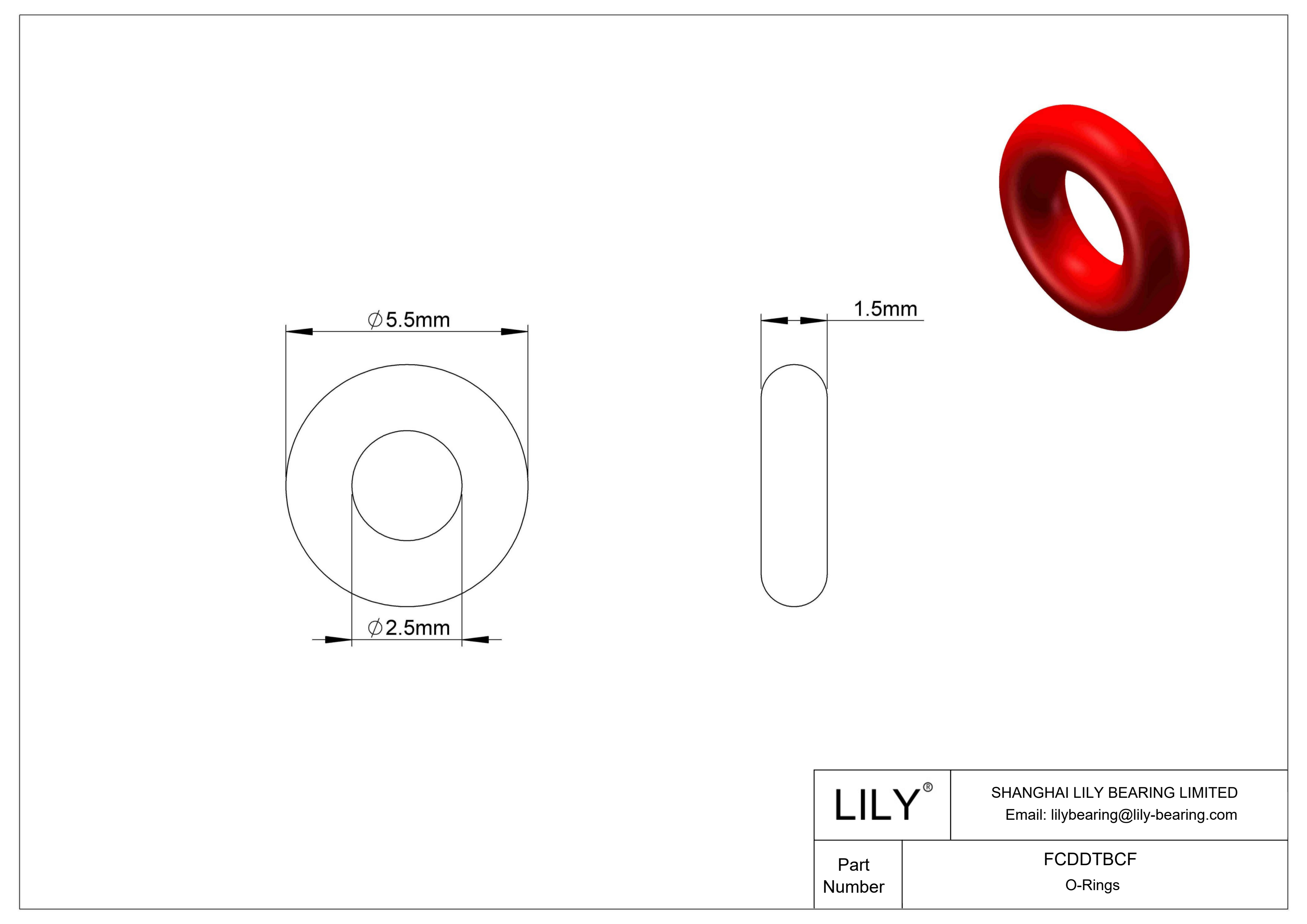 FCDDTBCF High Temperature O-Rings Round cad drawing