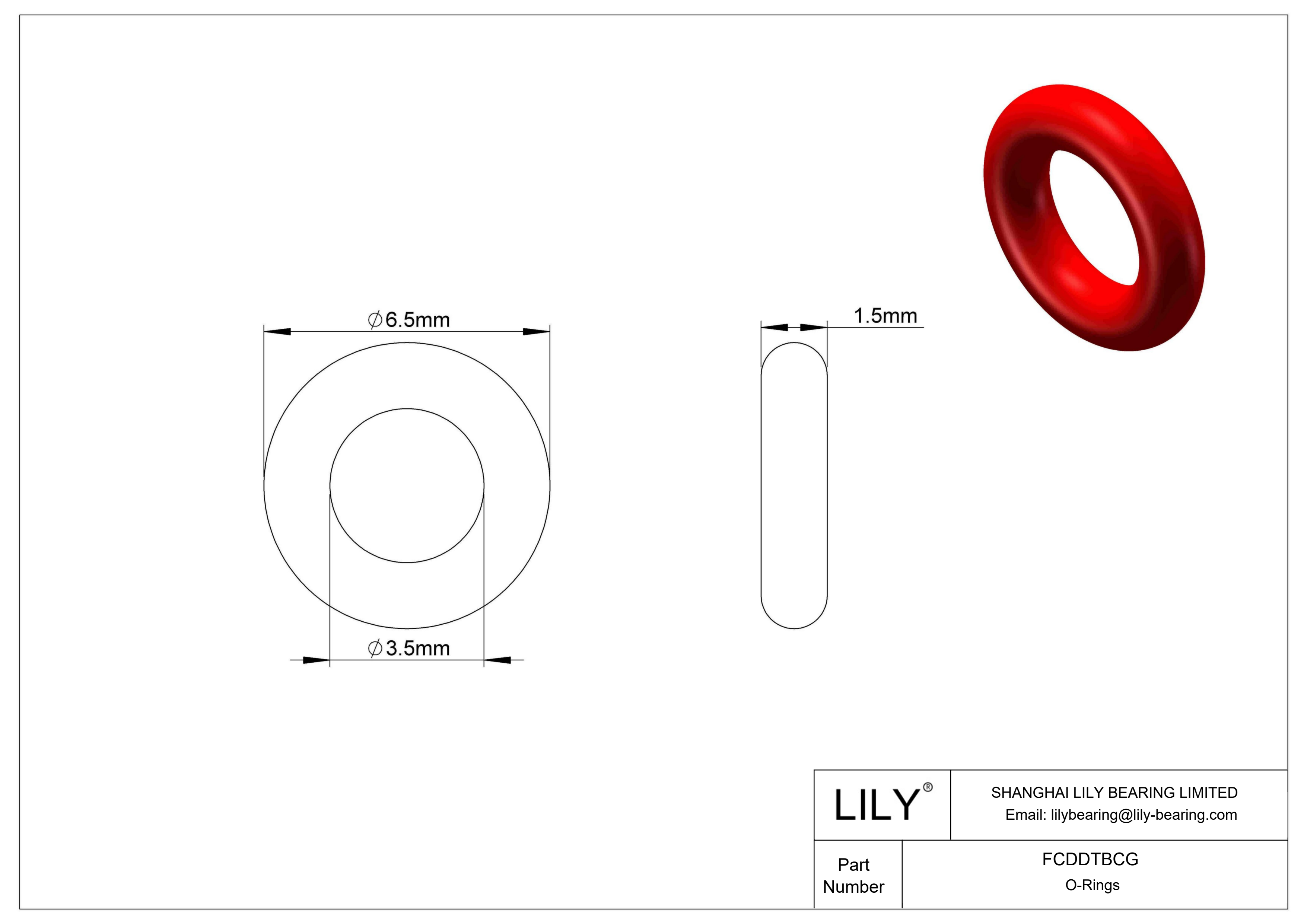 FCDDTBCG High Temperature O-Rings Round cad drawing