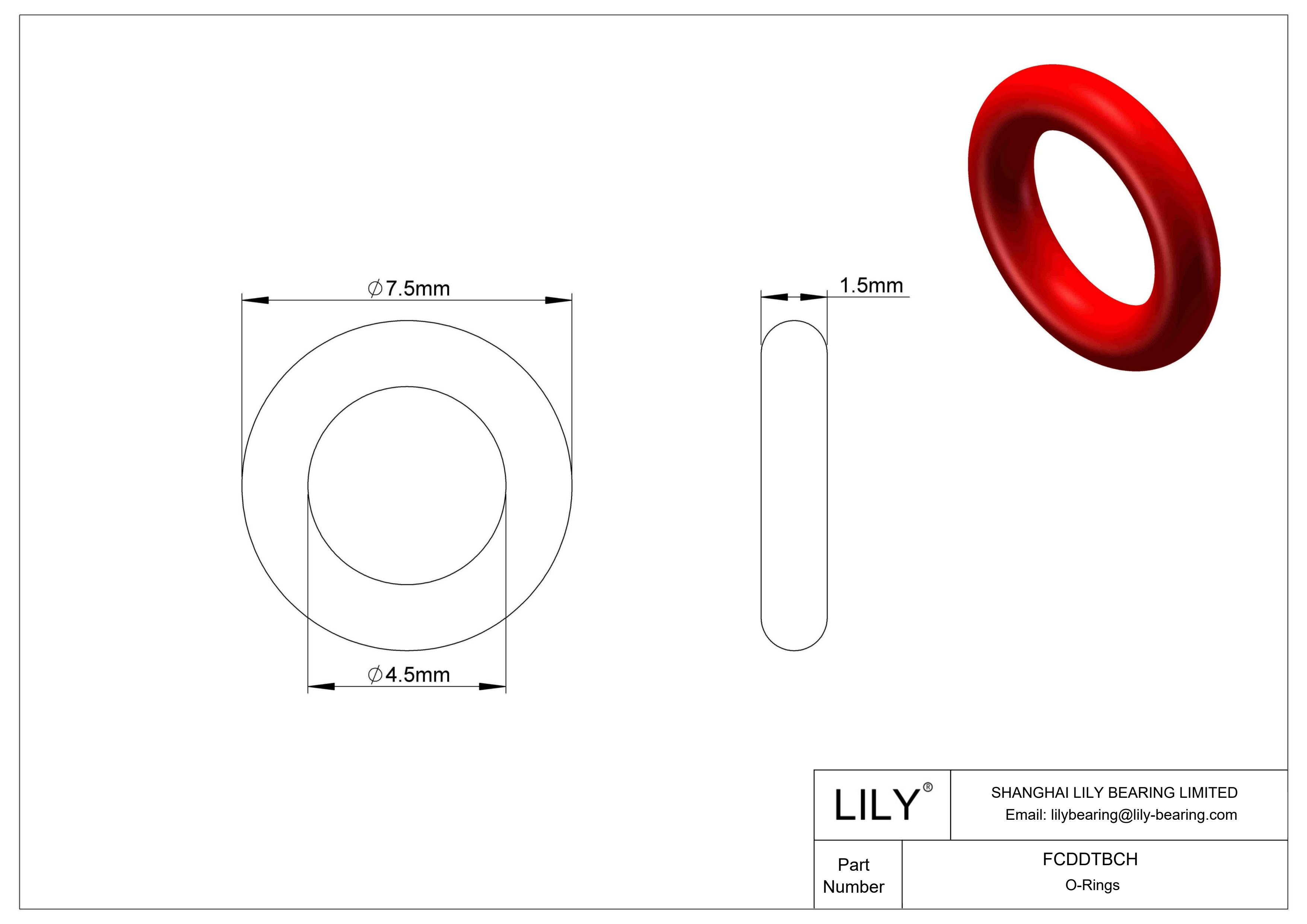 FCDDTBCH High Temperature O-Rings Round cad drawing