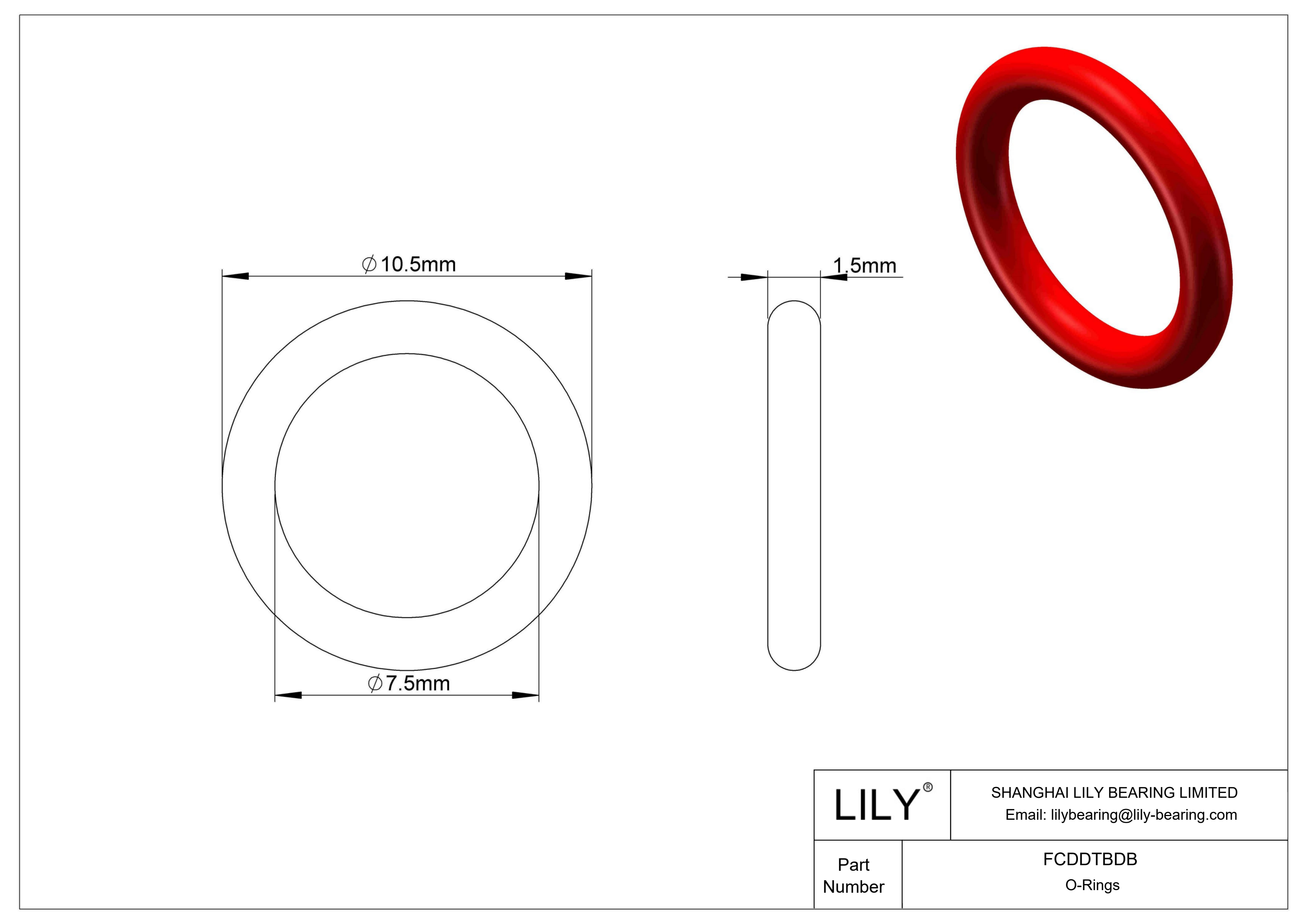 FCDDTBDB High Temperature O-Rings Round cad drawing