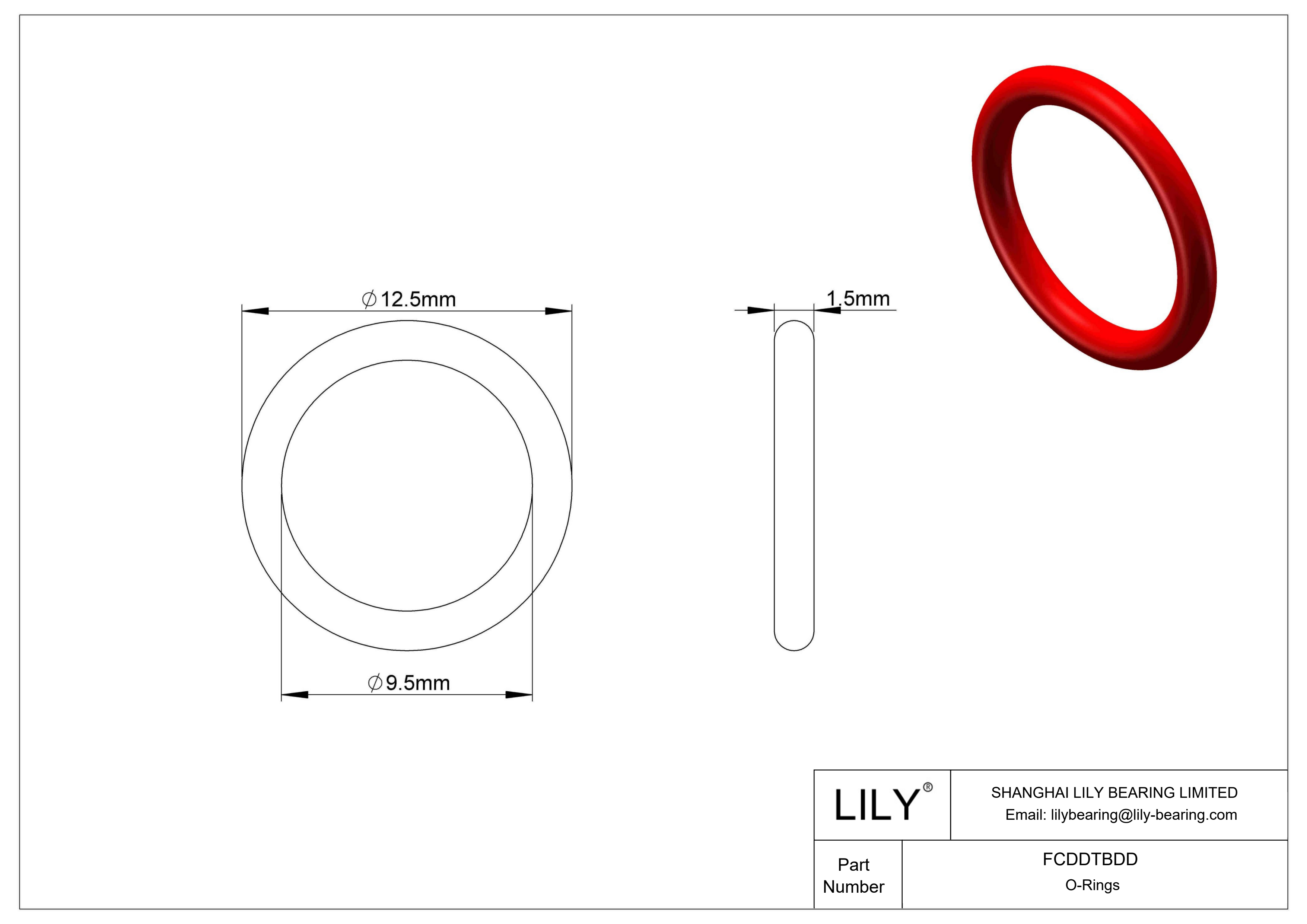 FCDDTBDD High Temperature O-Rings Round cad drawing