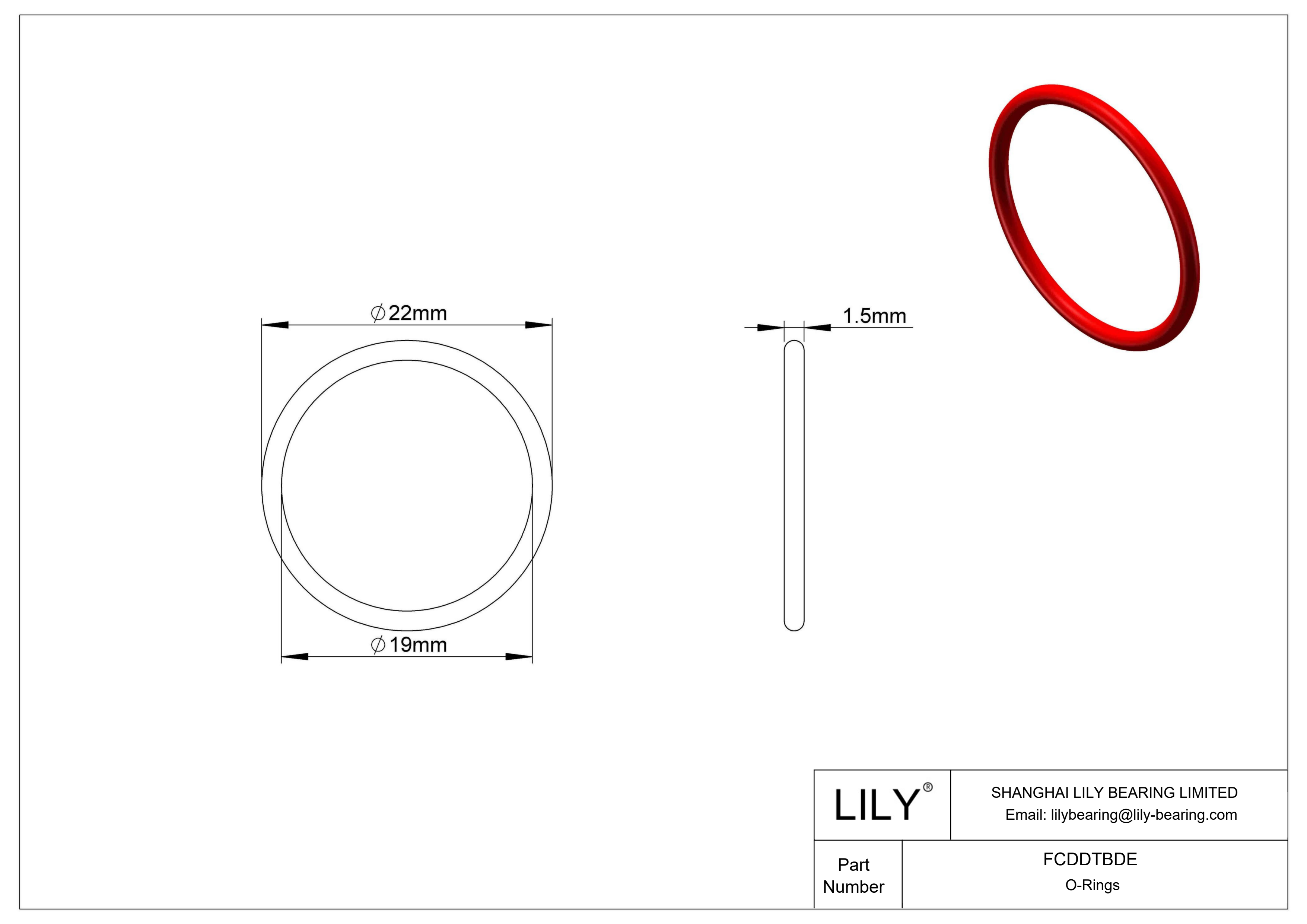 FCDDTBDE High Temperature O-Rings Round cad drawing