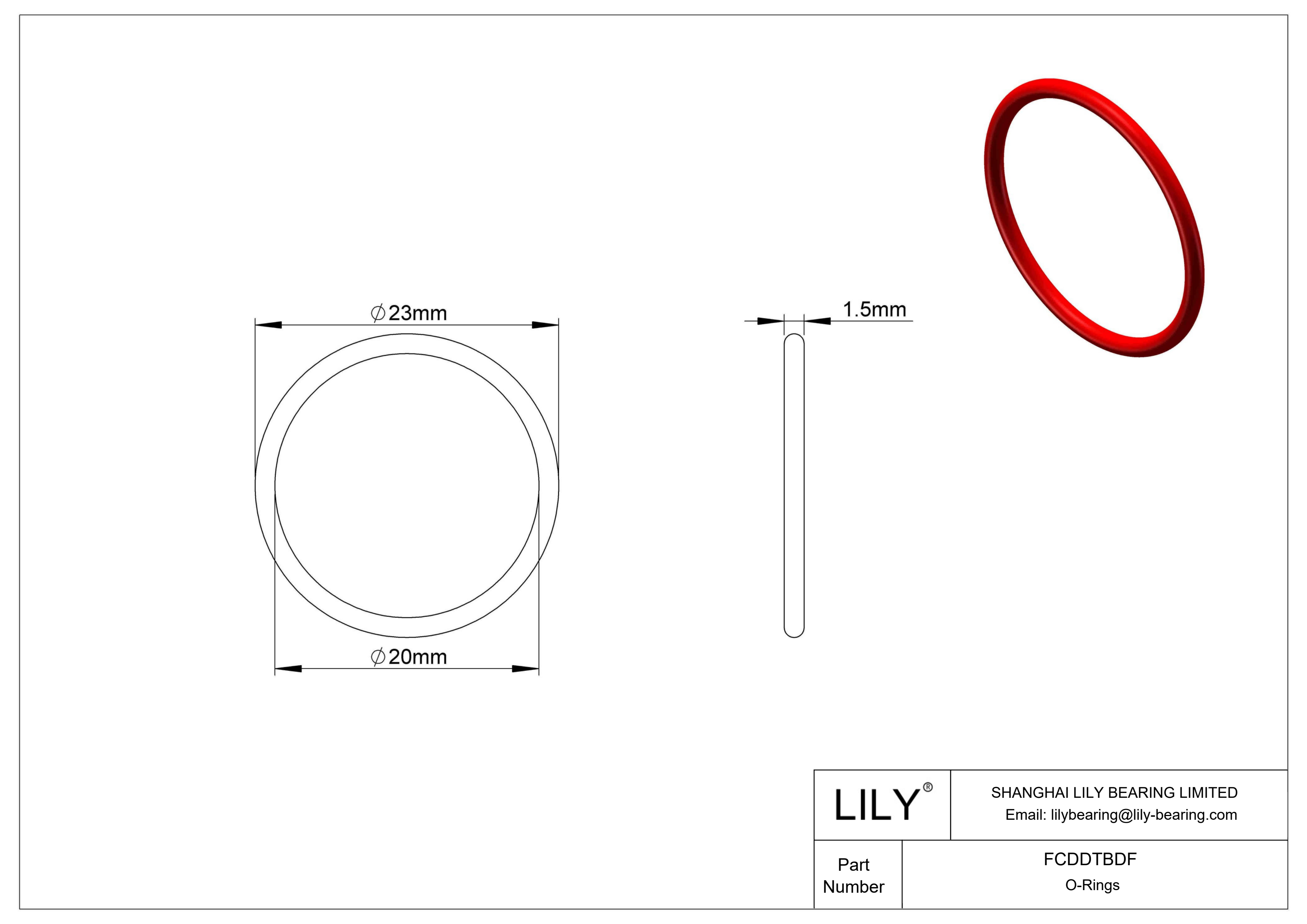 FCDDTBDF High Temperature O-Rings Round cad drawing