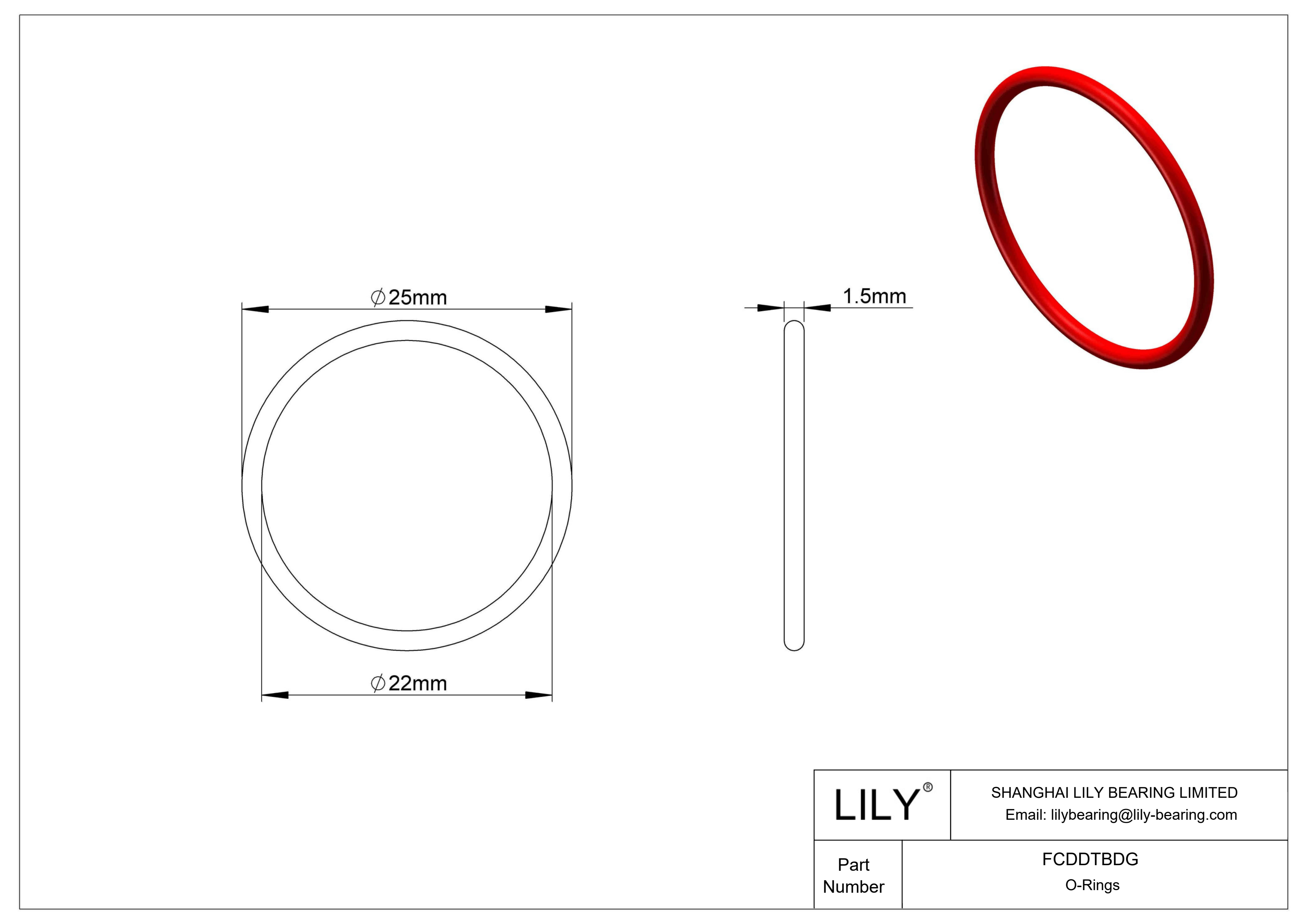 FCDDTBDG High Temperature O-Rings Round cad drawing