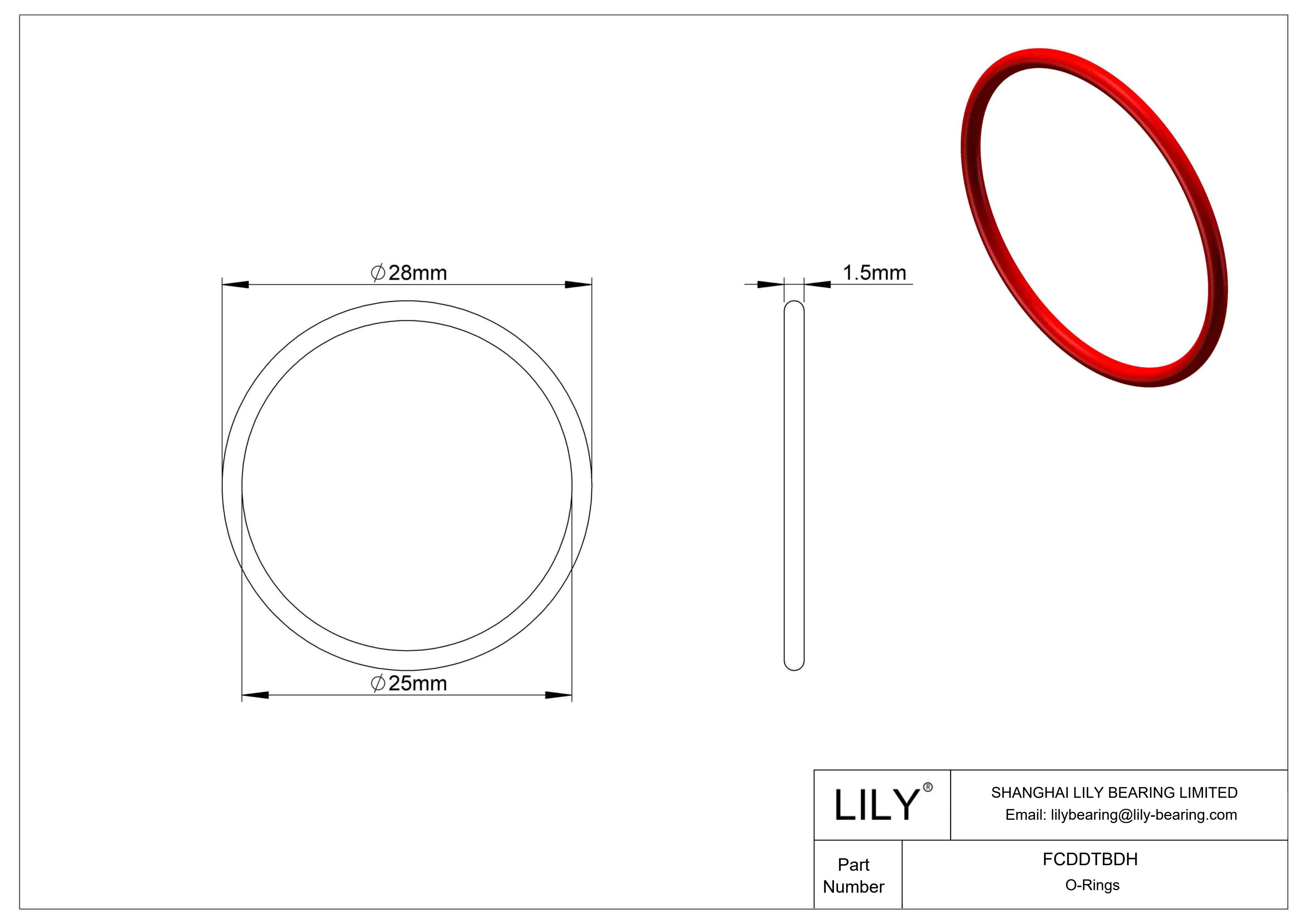 FCDDTBDH High Temperature O-Rings Round cad drawing