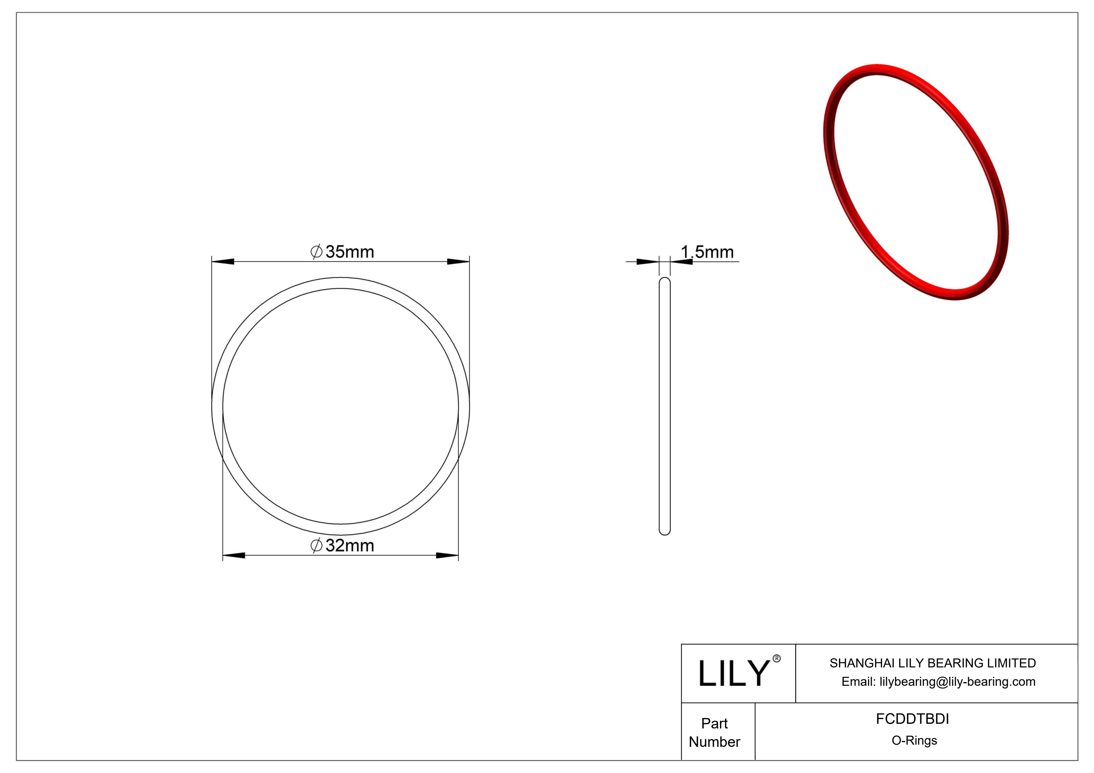 FCDDTBDI High Temperature O-Rings Round cad drawing