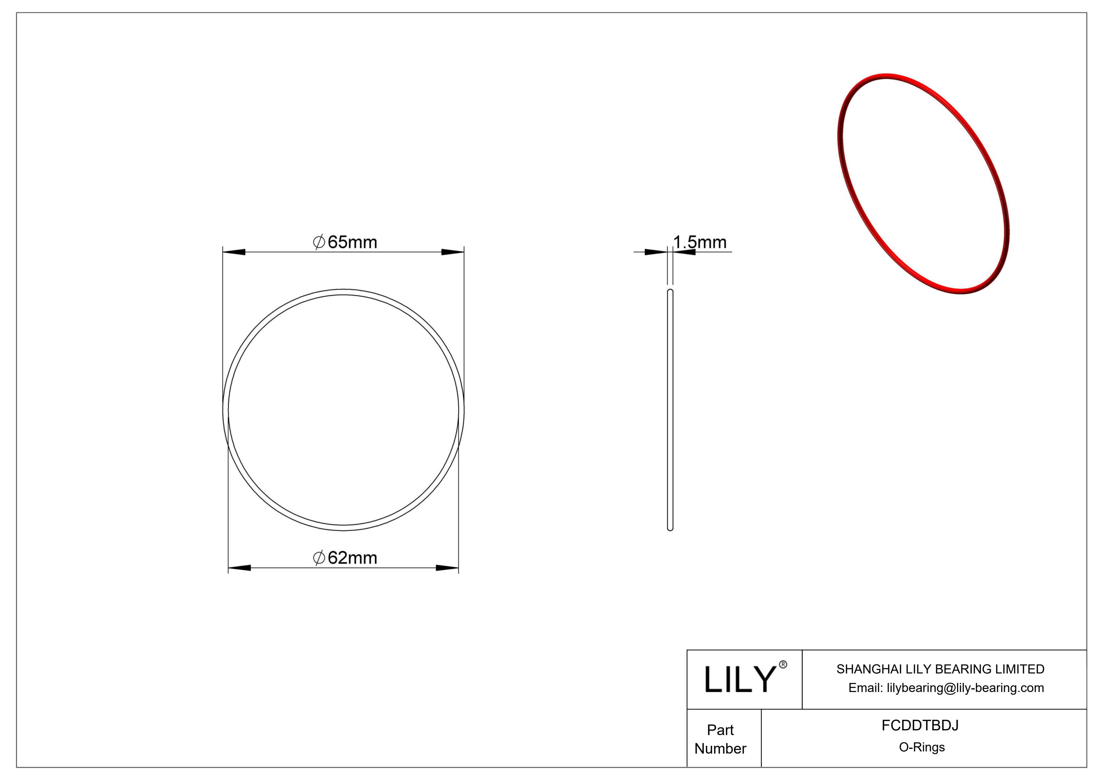 FCDDTBDJ High Temperature O-Rings Round cad drawing