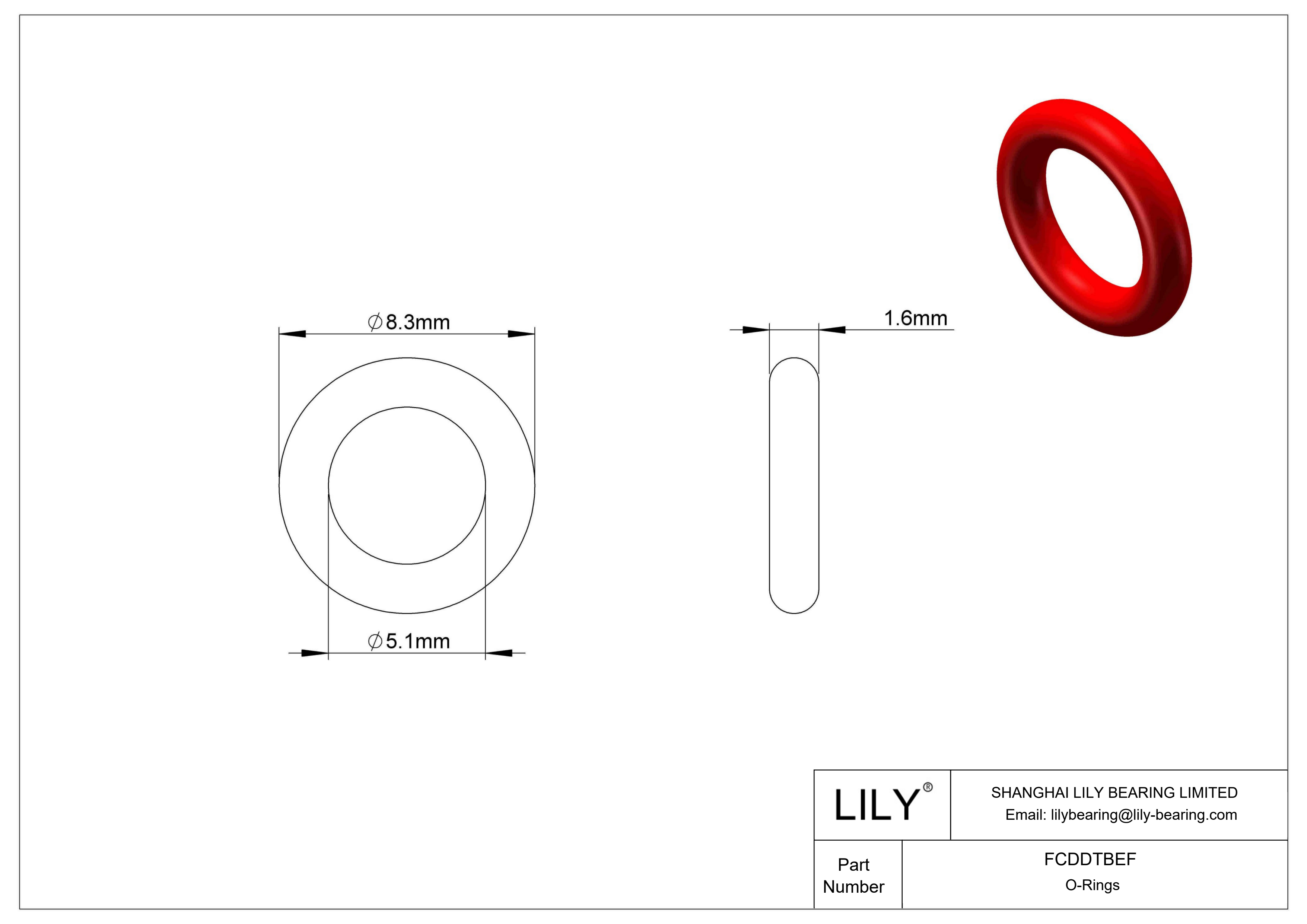 FCDDTBEF High Temperature O-Rings Round cad drawing