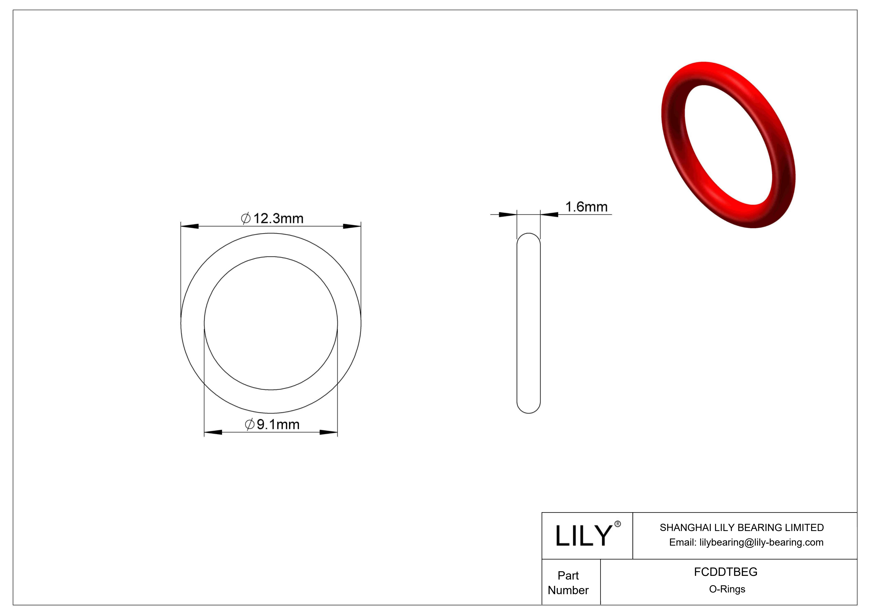 FCDDTBEG High Temperature O-Rings Round cad drawing