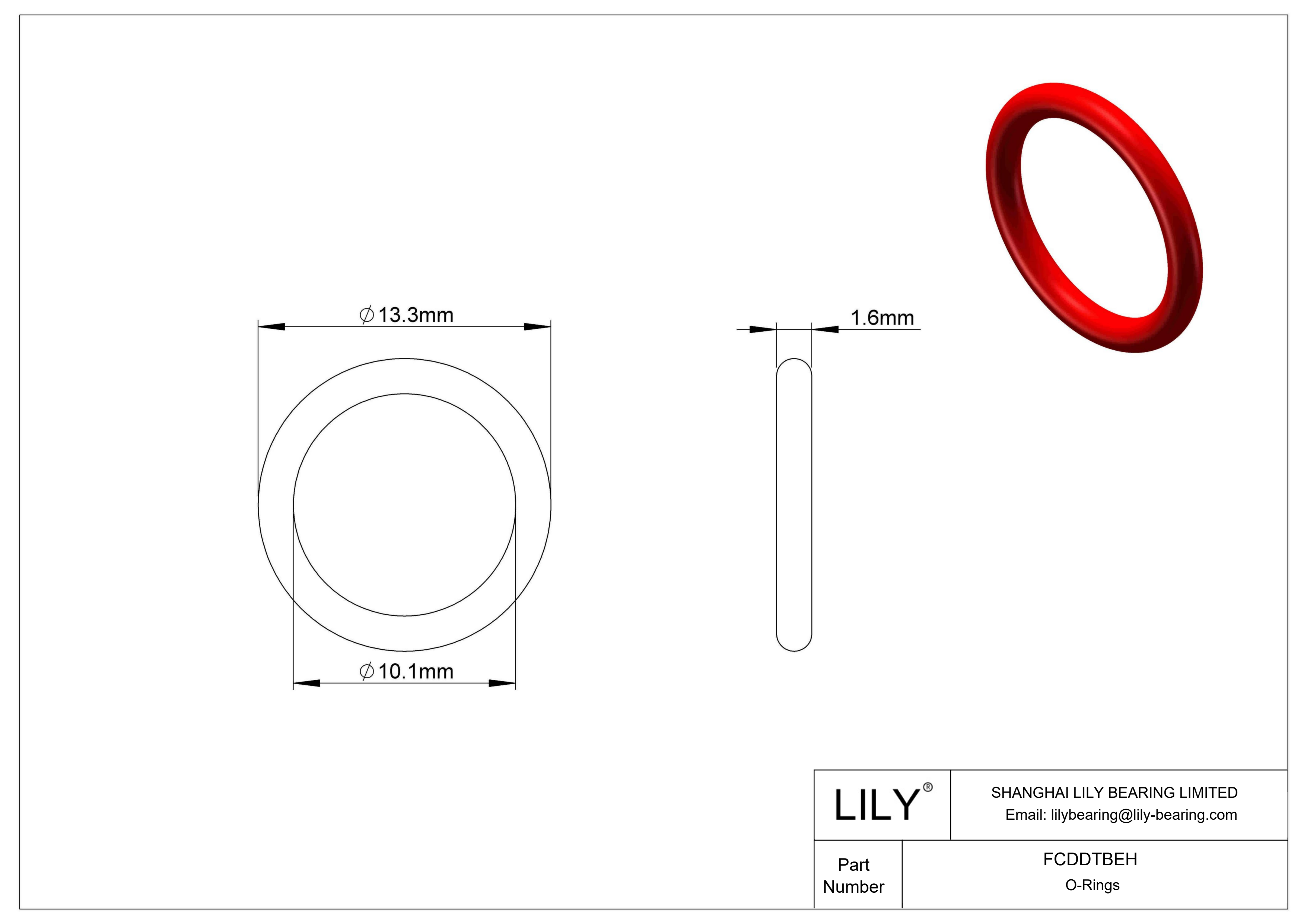 FCDDTBEH High Temperature O-Rings Round cad drawing