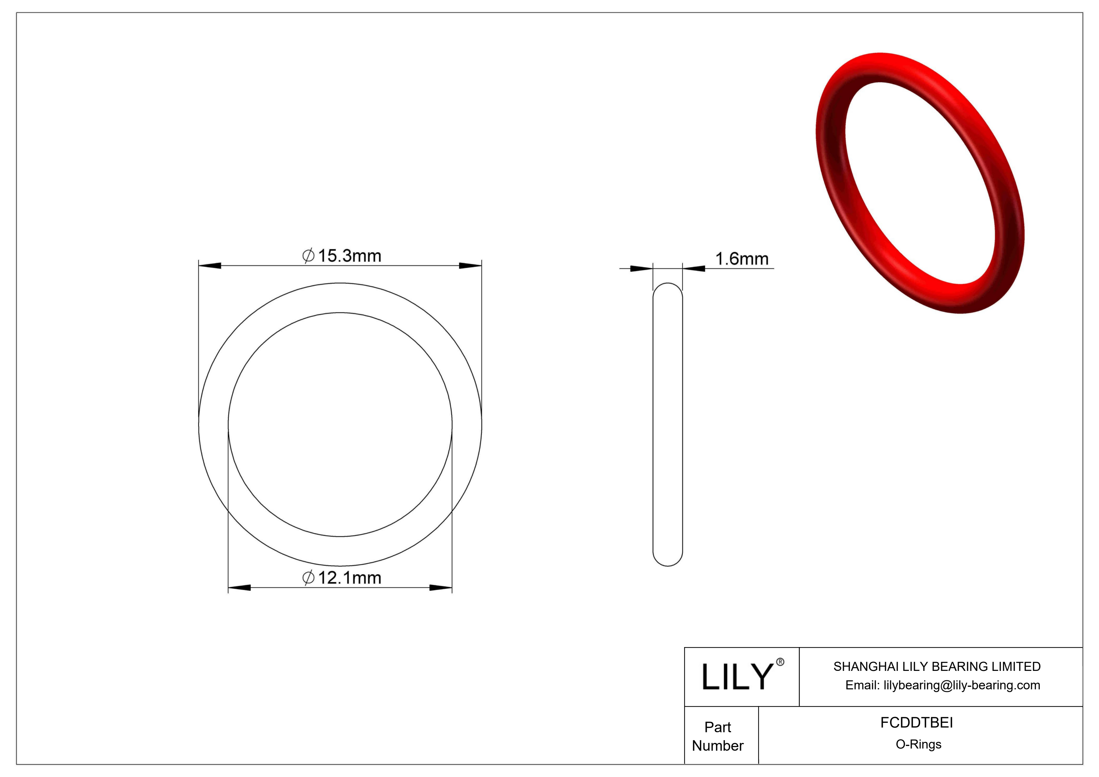 FCDDTBEI High Temperature O-Rings Round cad drawing