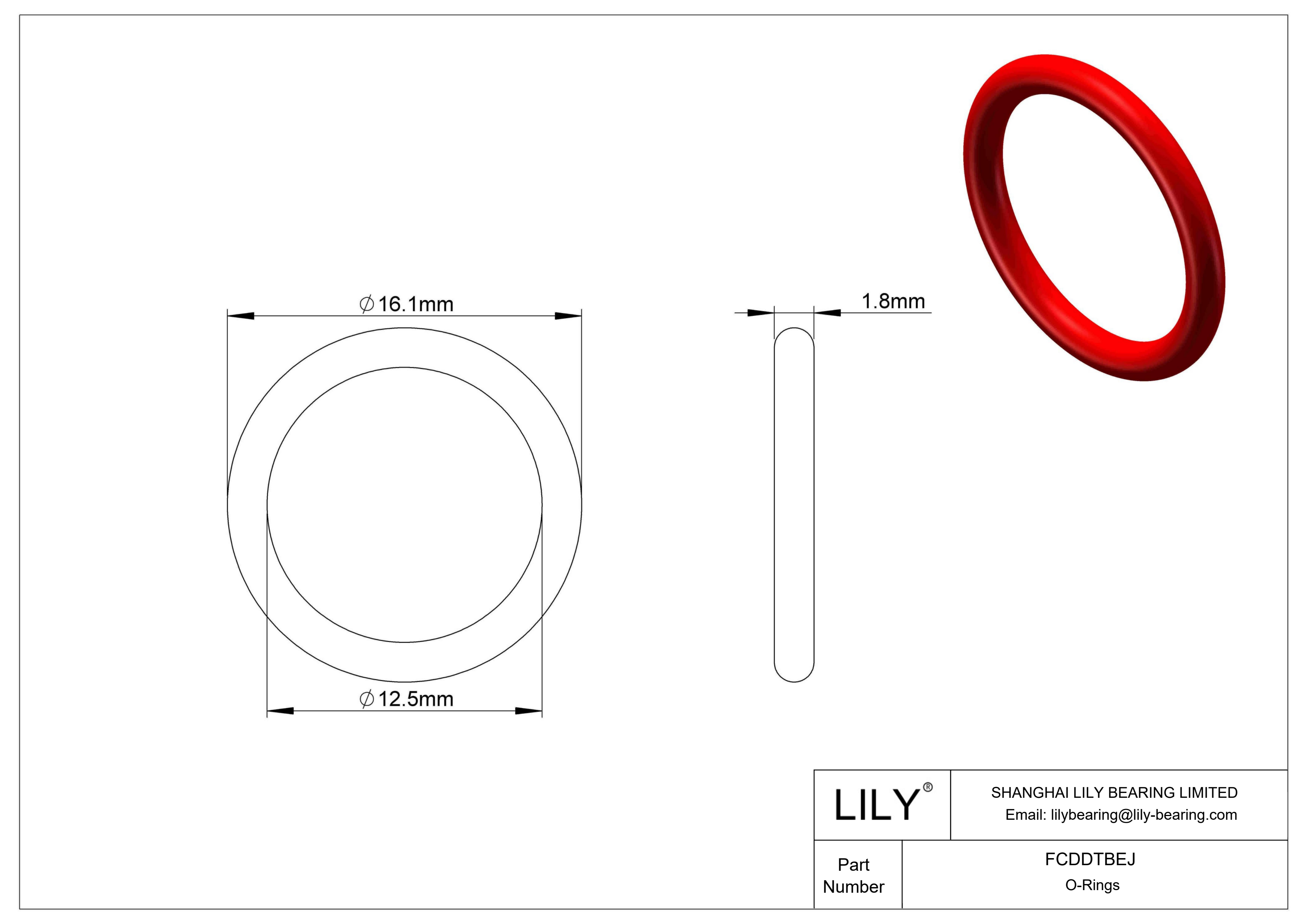 FCDDTBEJ High Temperature O-Rings Round cad drawing