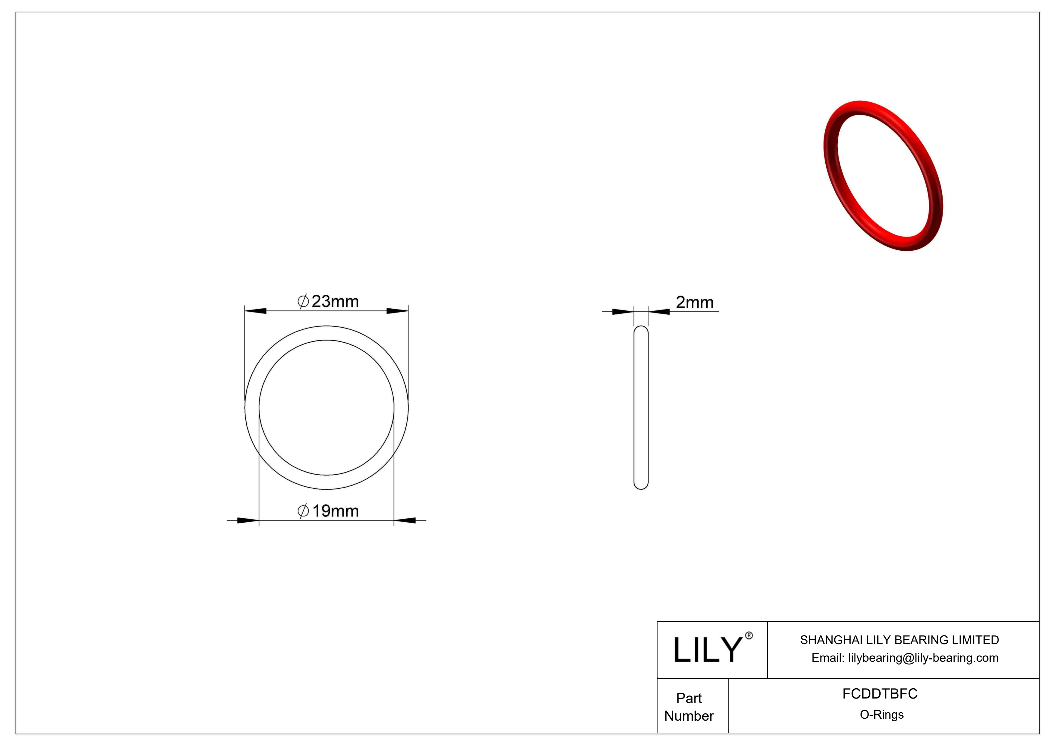 FCDDTBFC High Temperature O-Rings Round cad drawing