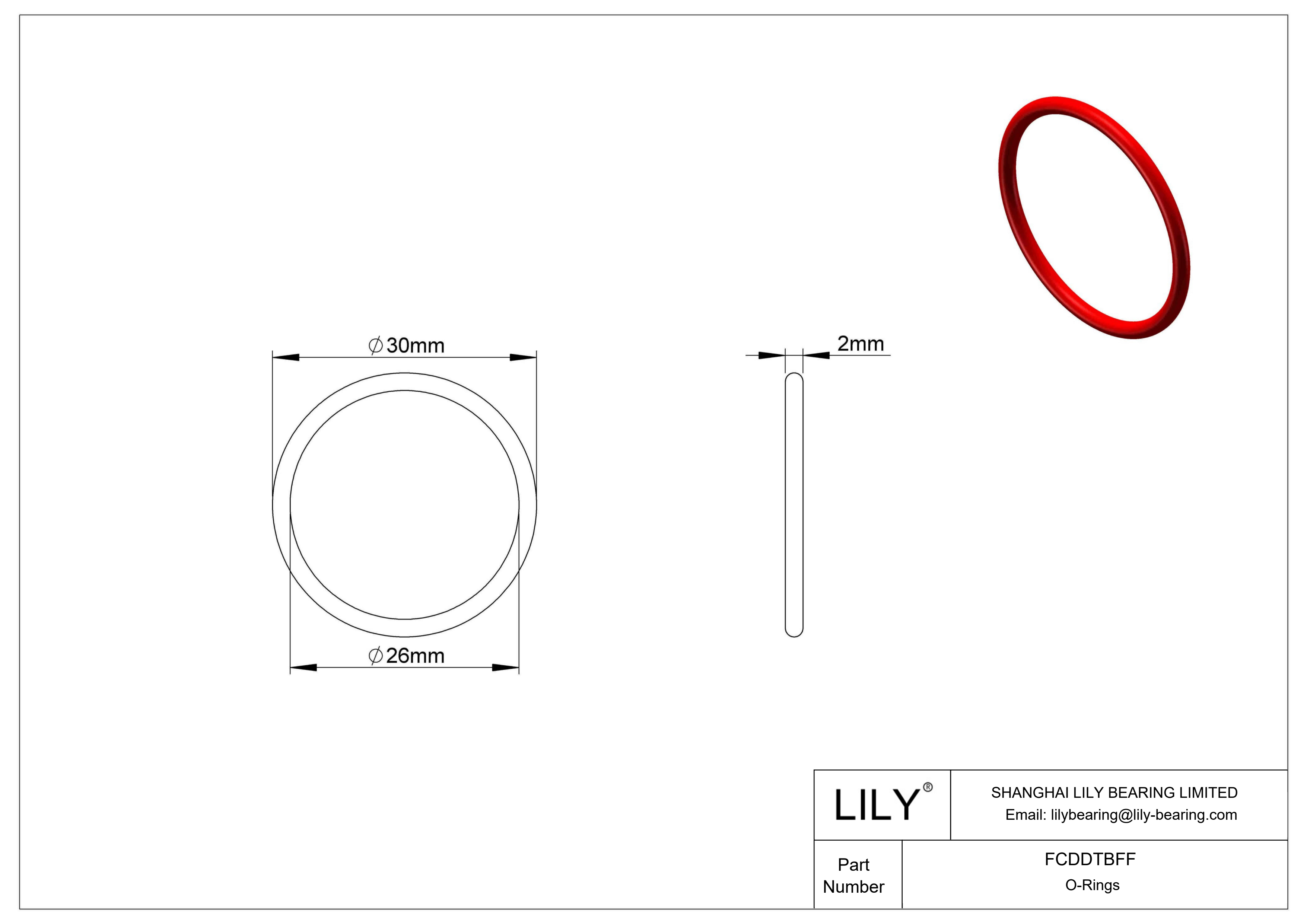 FCDDTBFF High Temperature O-Rings Round cad drawing