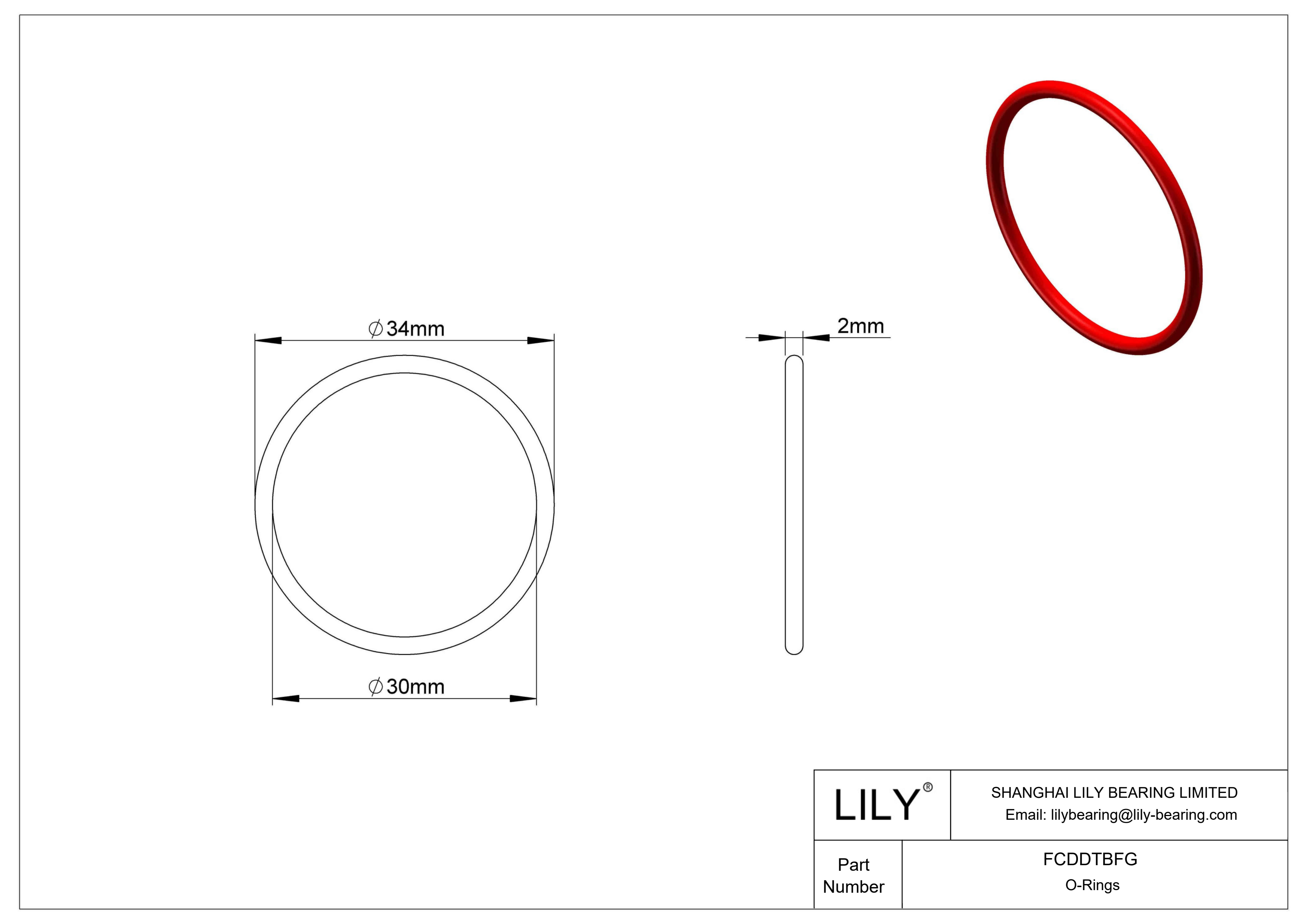 FCDDTBFG High Temperature O-Rings Round cad drawing