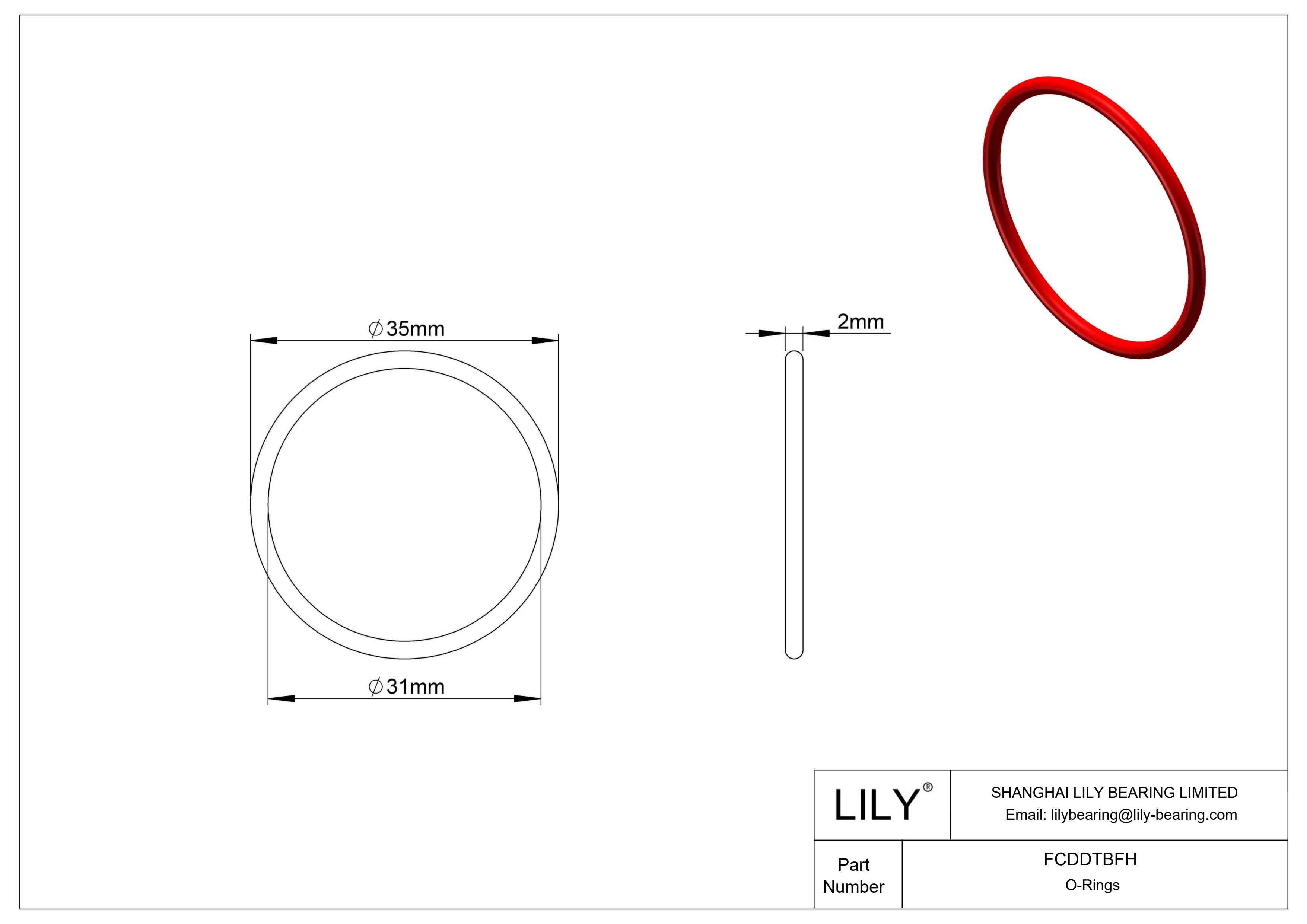 FCDDTBFH High Temperature O-Rings Round cad drawing