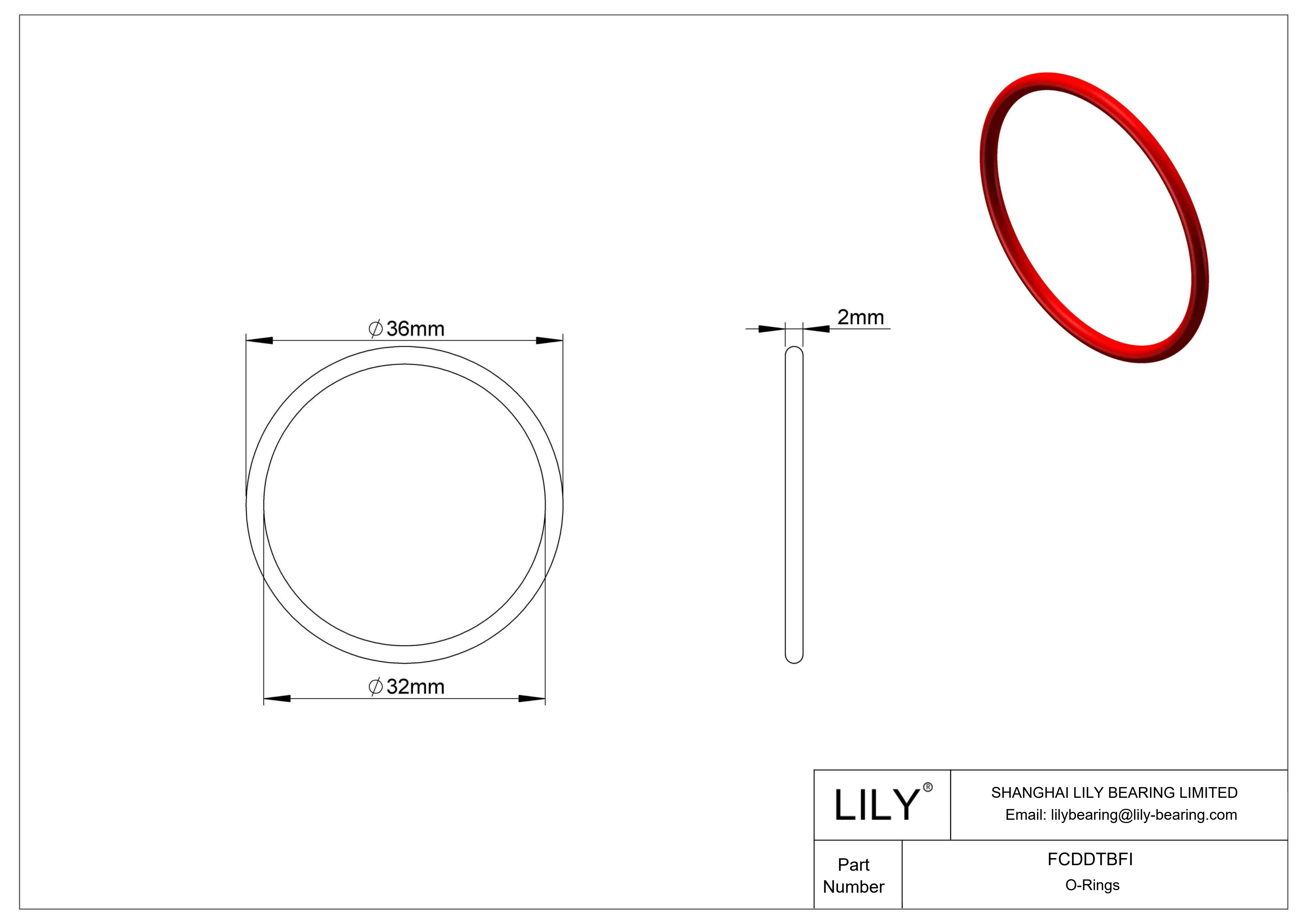 FCDDTBFI High Temperature O-Rings Round cad drawing