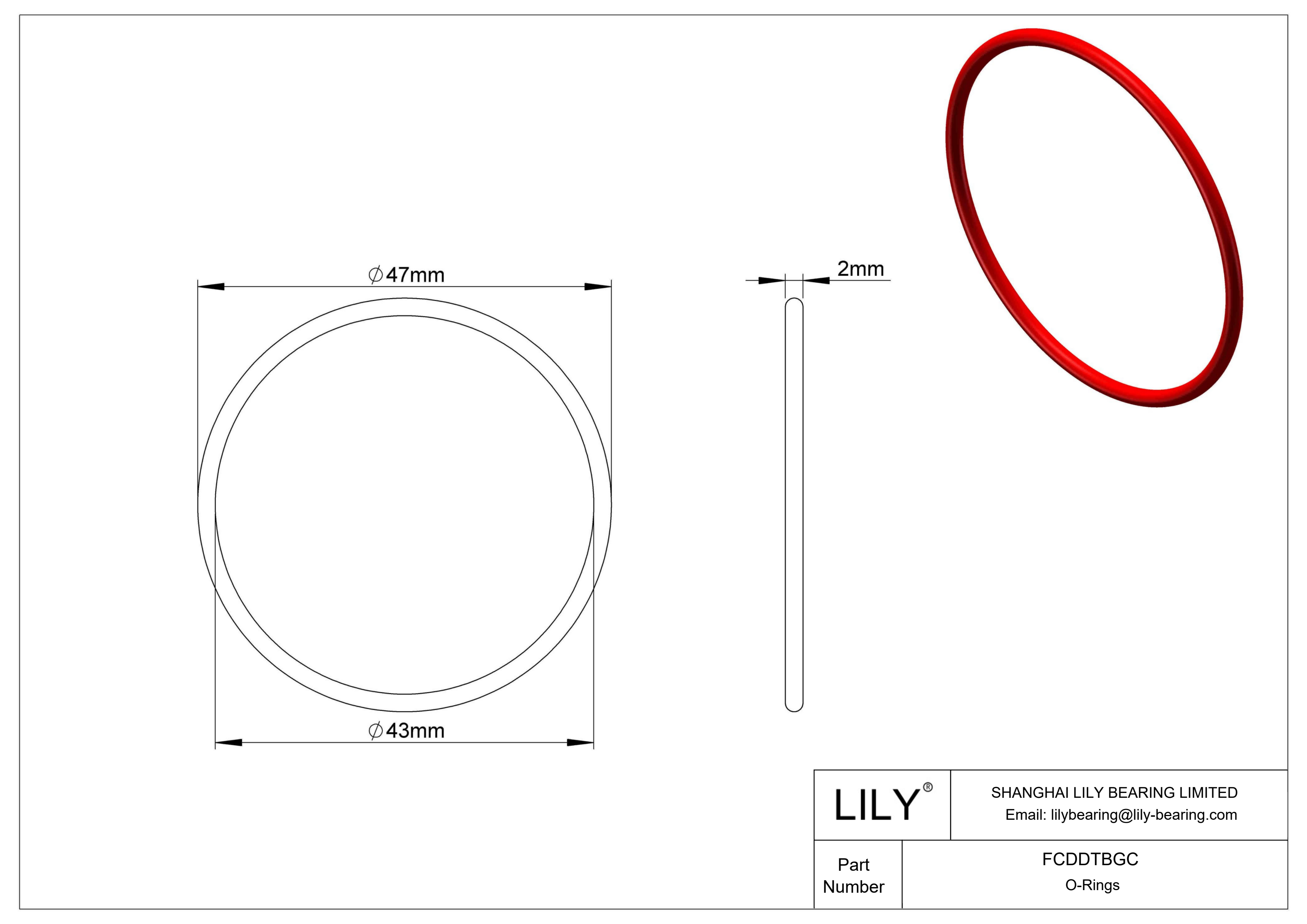 FCDDTBGC High Temperature O-Rings Round cad drawing