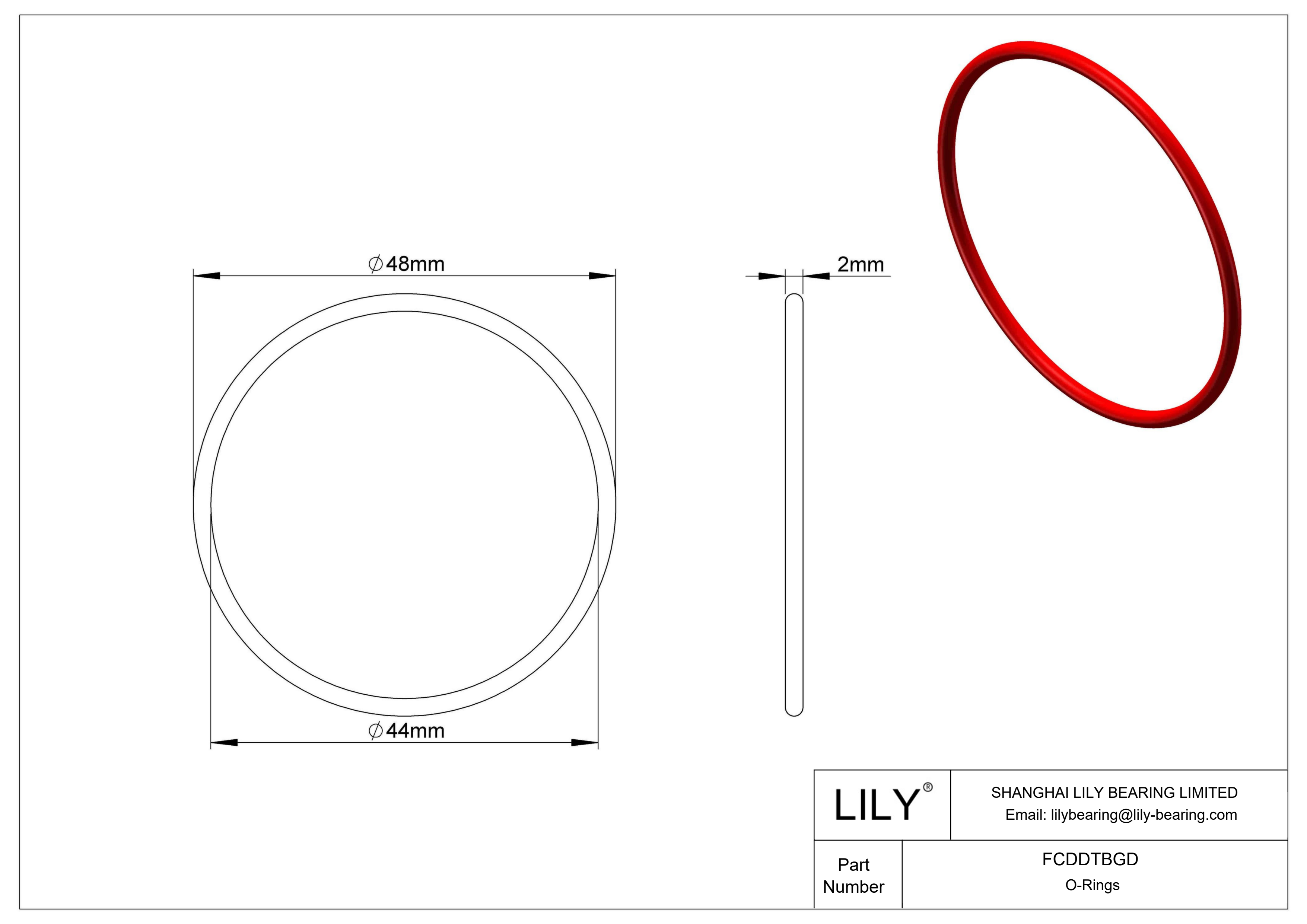 FCDDTBGD High Temperature O-Rings Round cad drawing