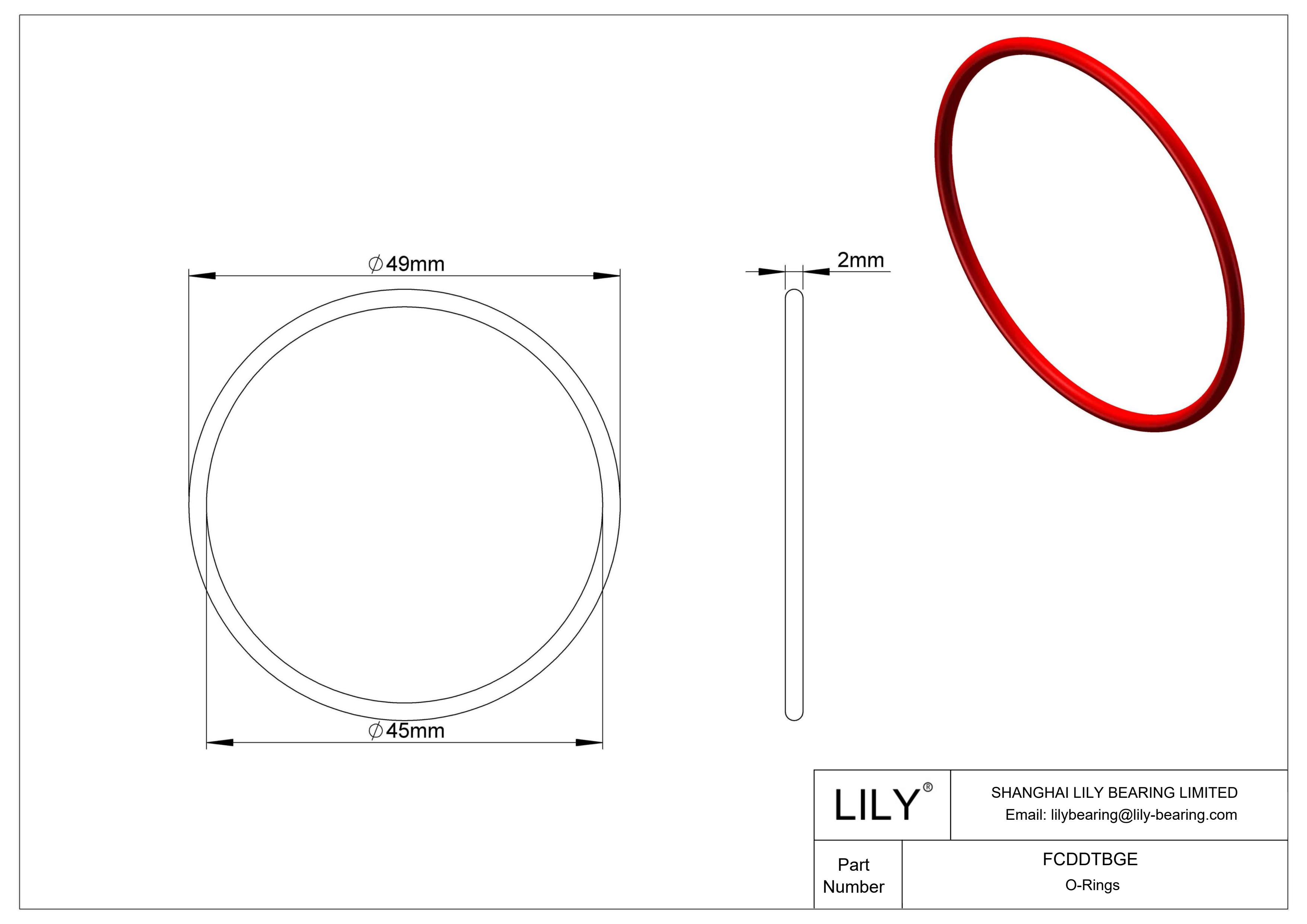 FCDDTBGE High Temperature O-Rings Round cad drawing