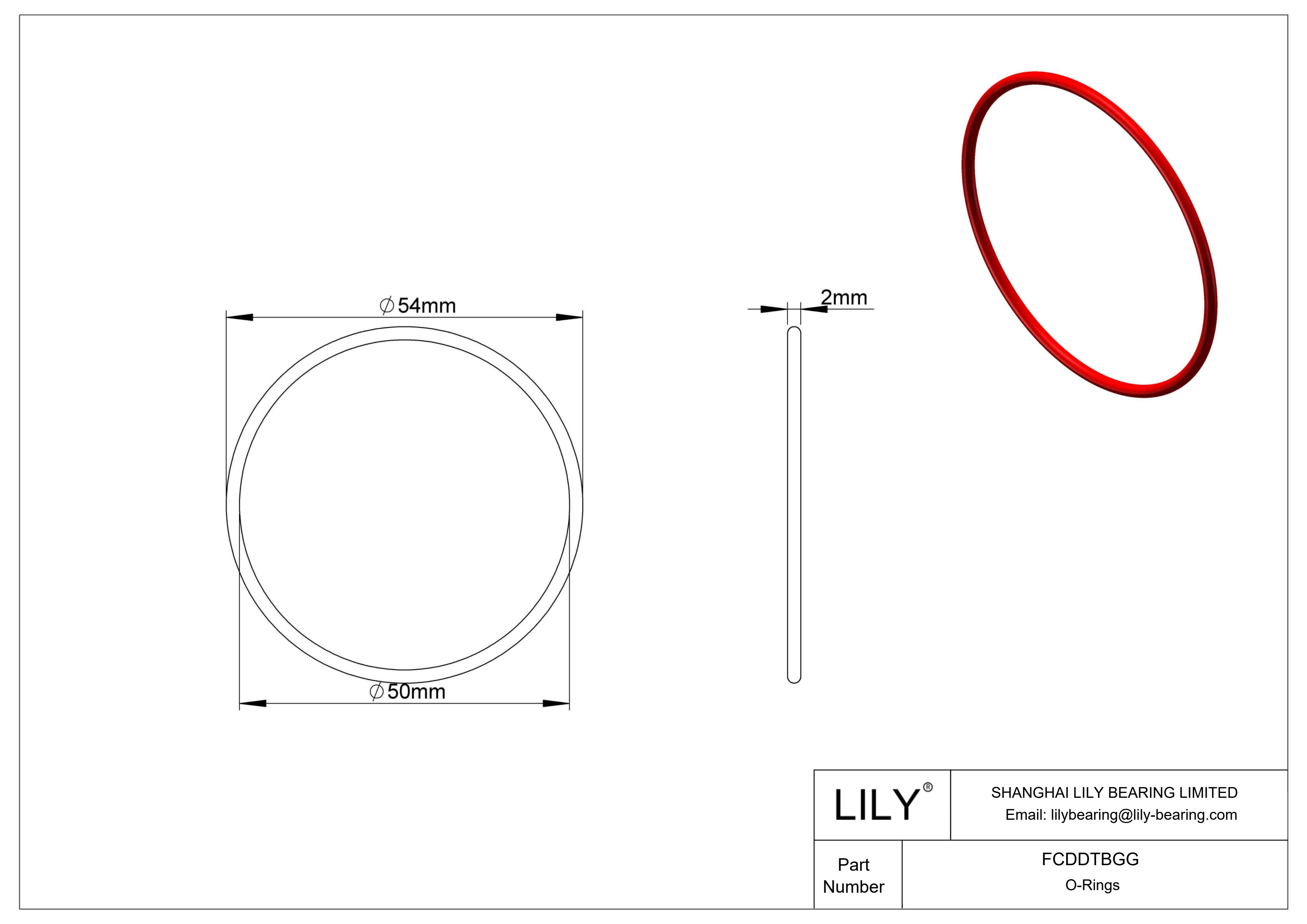 FCDDTBGG High Temperature O-Rings Round cad drawing