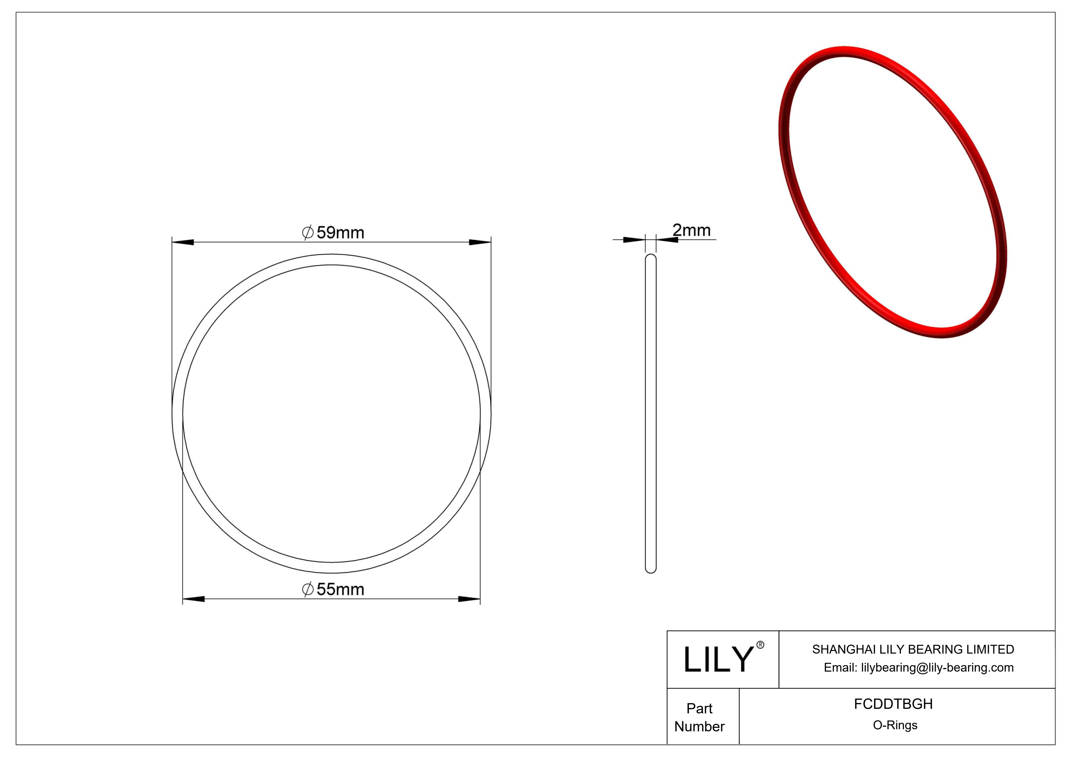 FCDDTBGH High Temperature O-Rings Round cad drawing