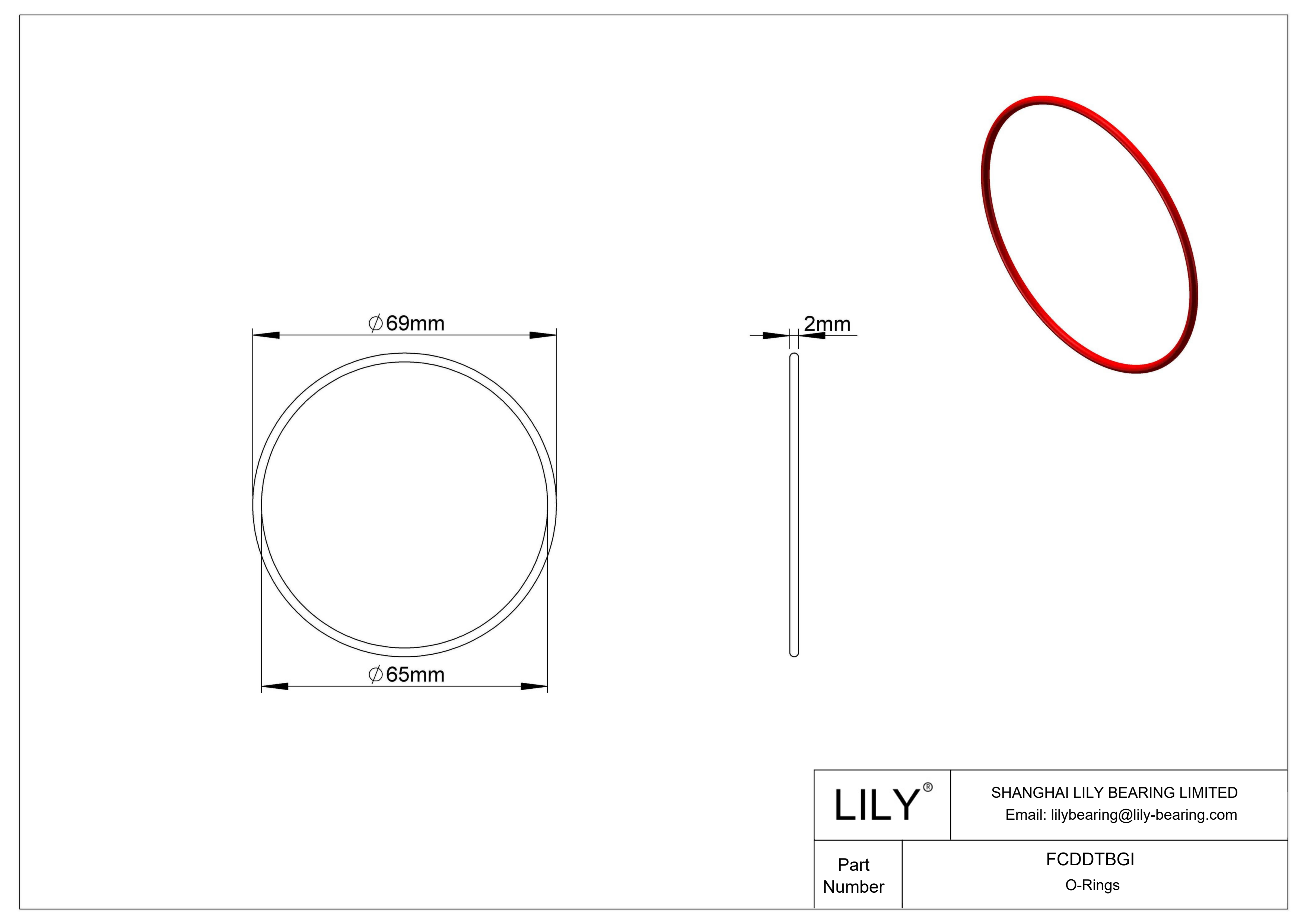 FCDDTBGI High Temperature O-Rings Round cad drawing