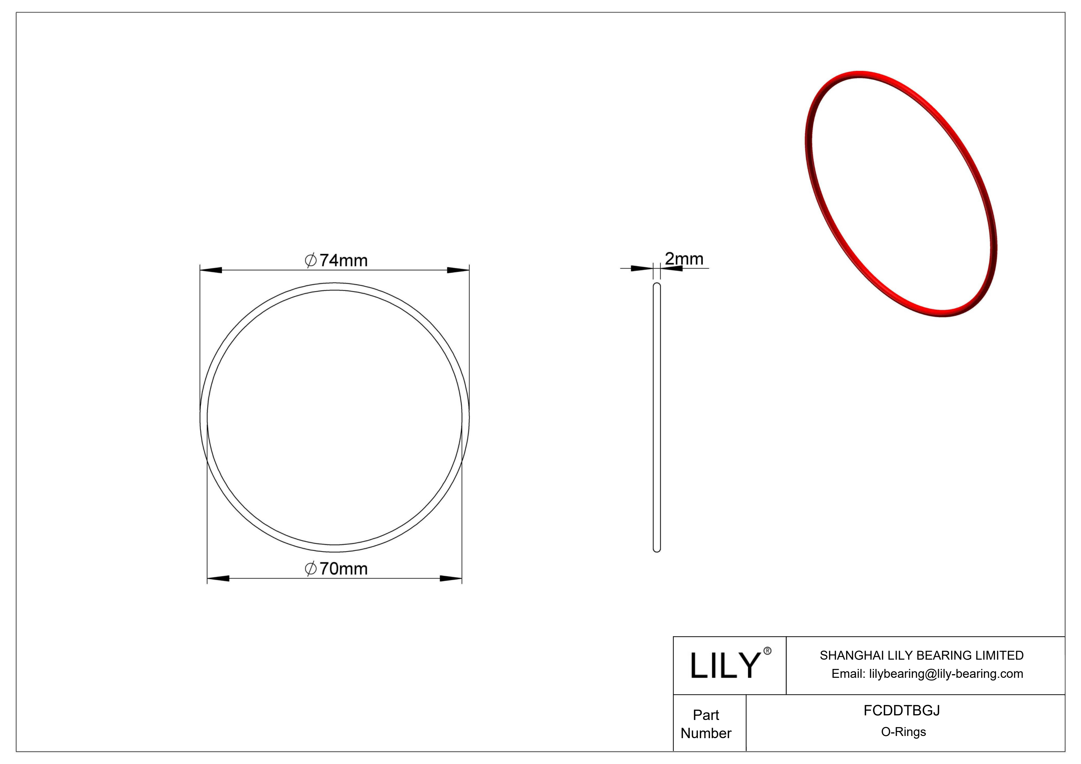 FCDDTBGJ High Temperature O-Rings Round cad drawing