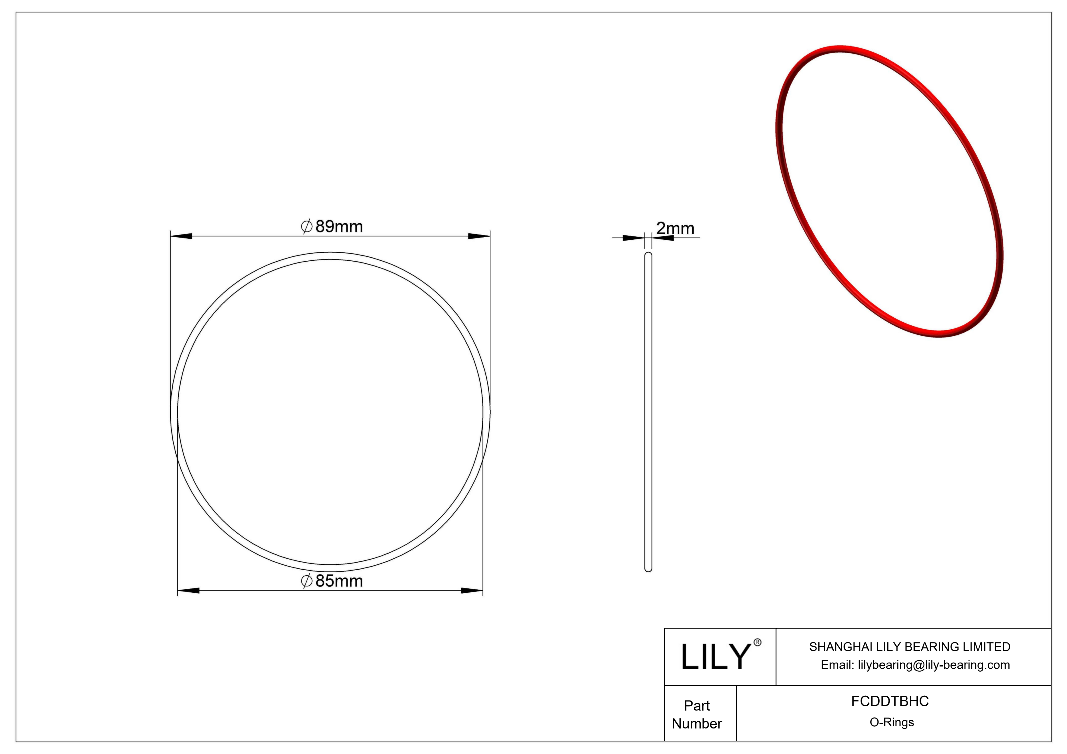 FCDDTBHC High Temperature O-Rings Round cad drawing