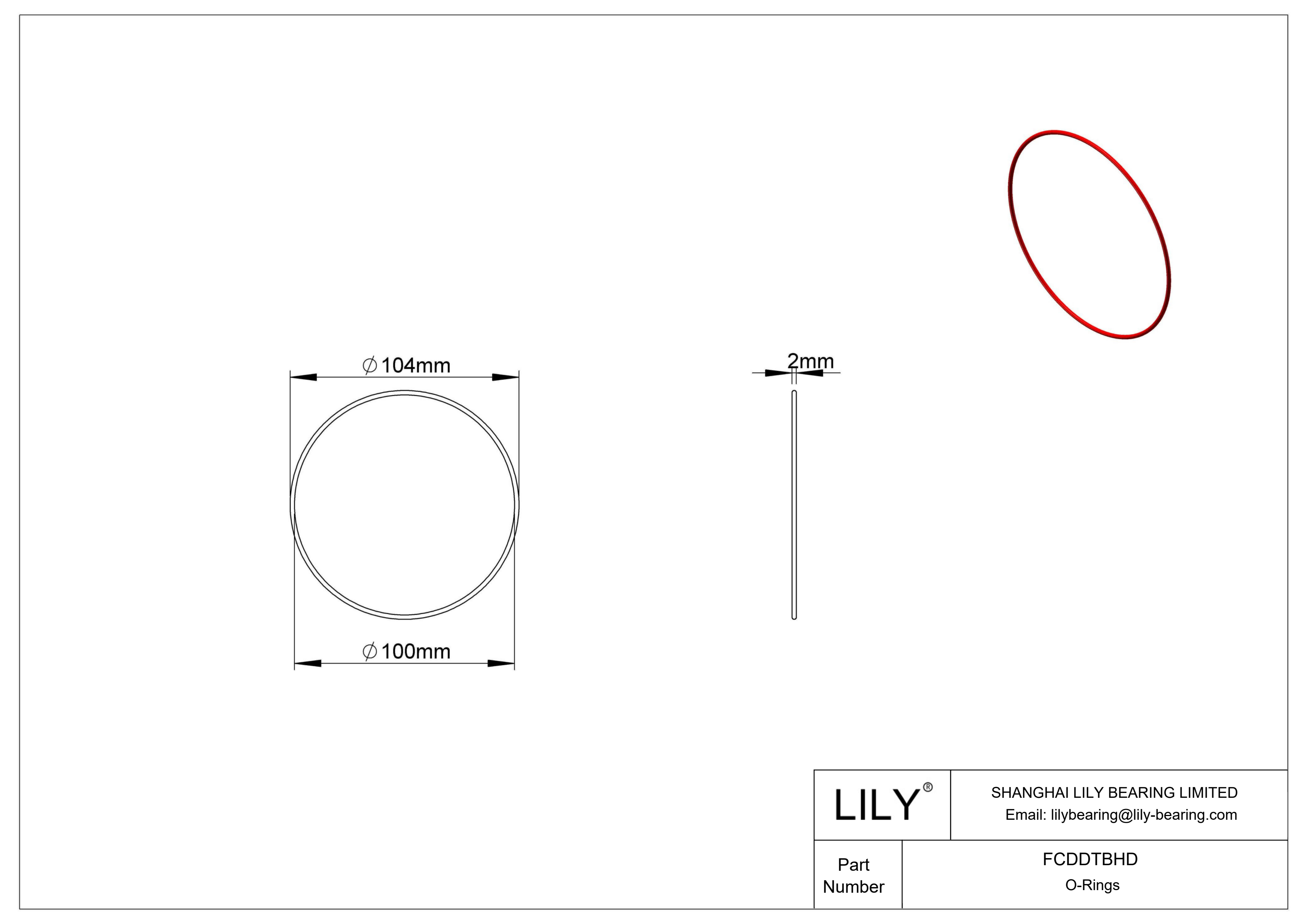 FCDDTBHD High Temperature O-Rings Round cad drawing