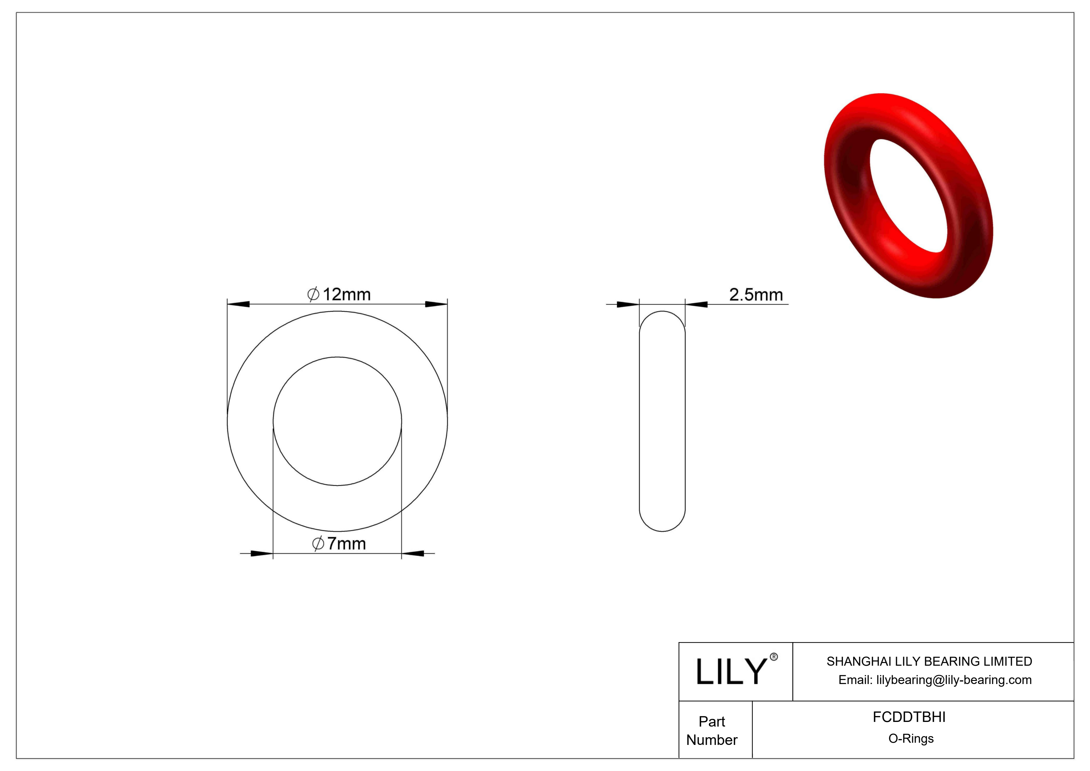 FCDDTBHI High Temperature O-Rings Round cad drawing