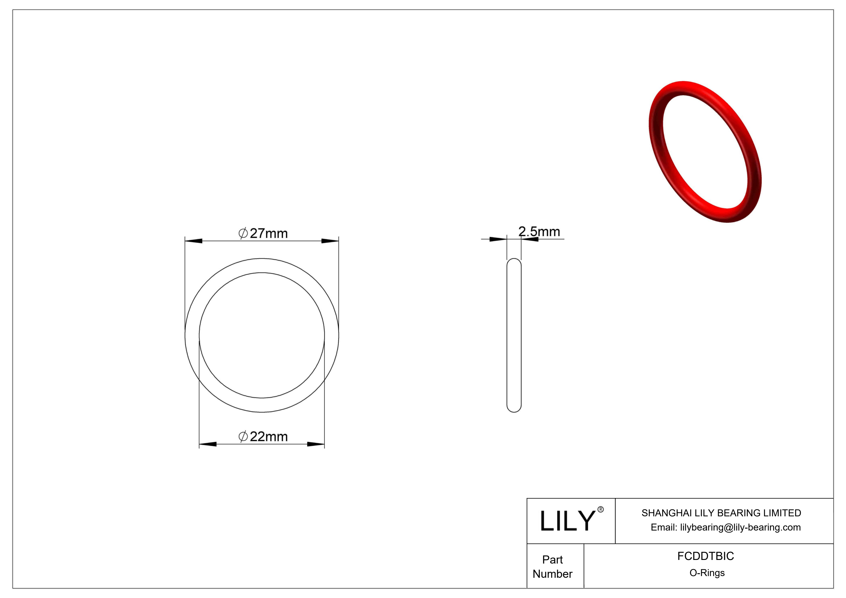 FCDDTBIC High Temperature O-Rings Round cad drawing