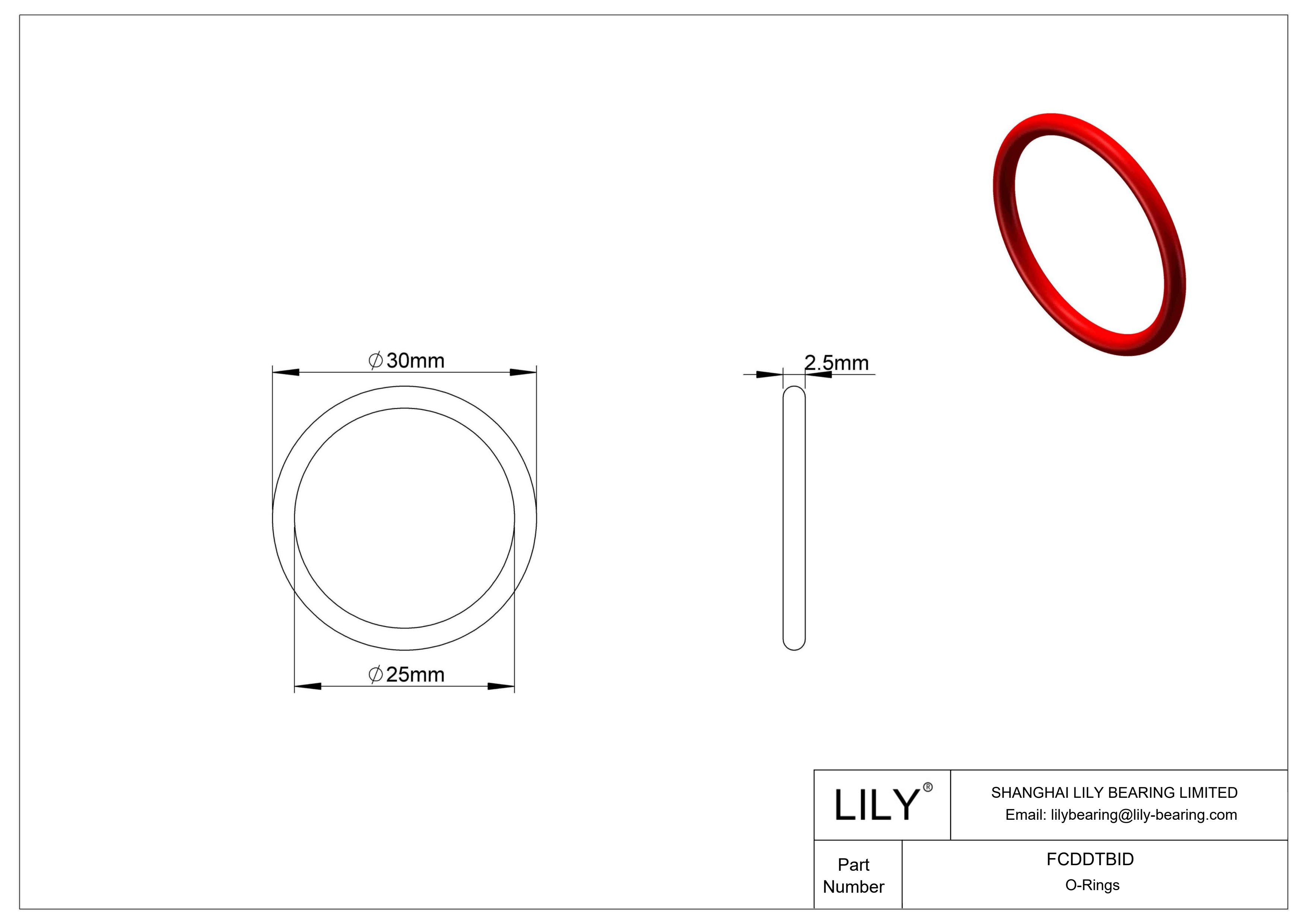 FCDDTBID High Temperature O-Rings Round cad drawing