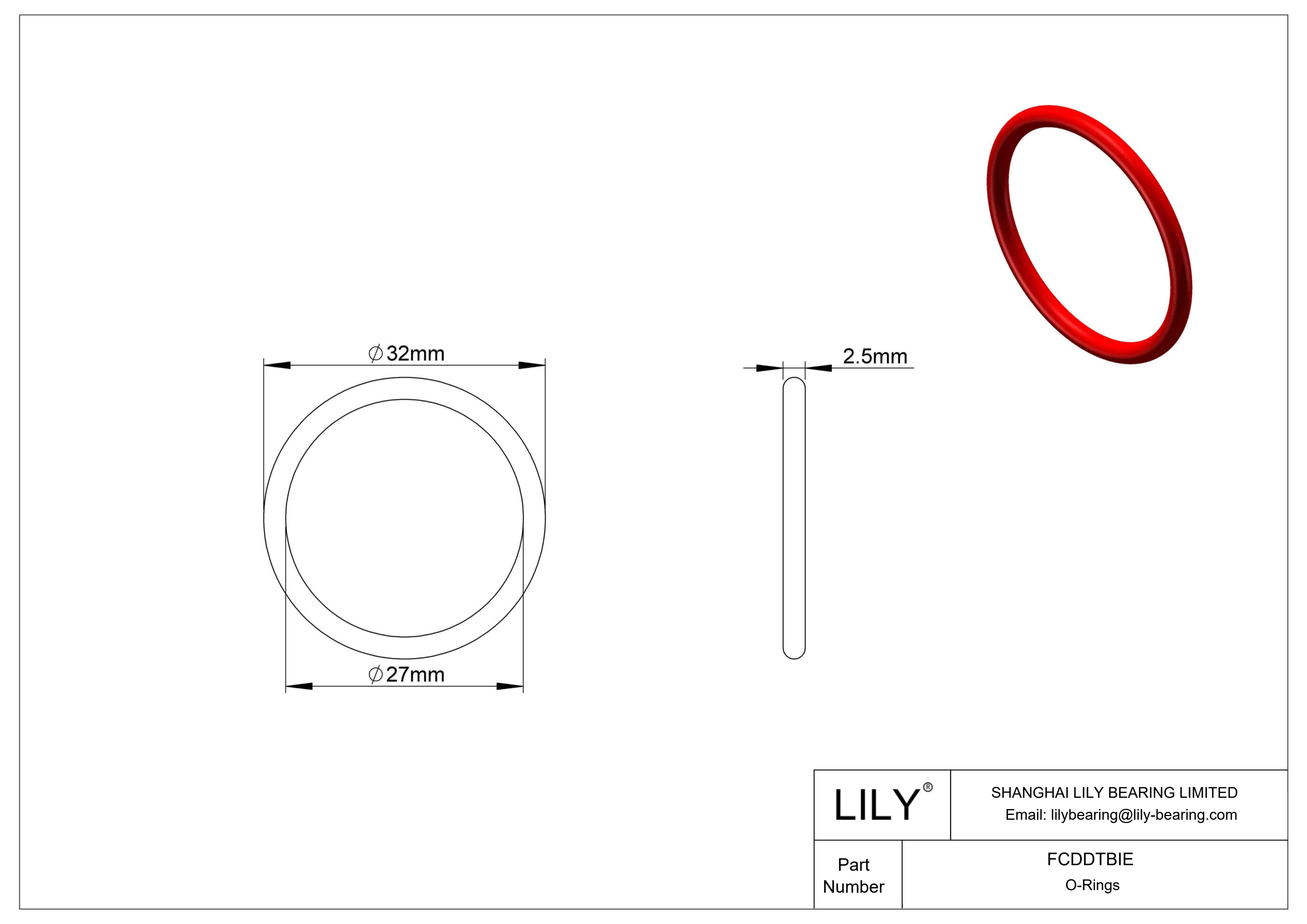 FCDDTBIE High Temperature O-Rings Round cad drawing