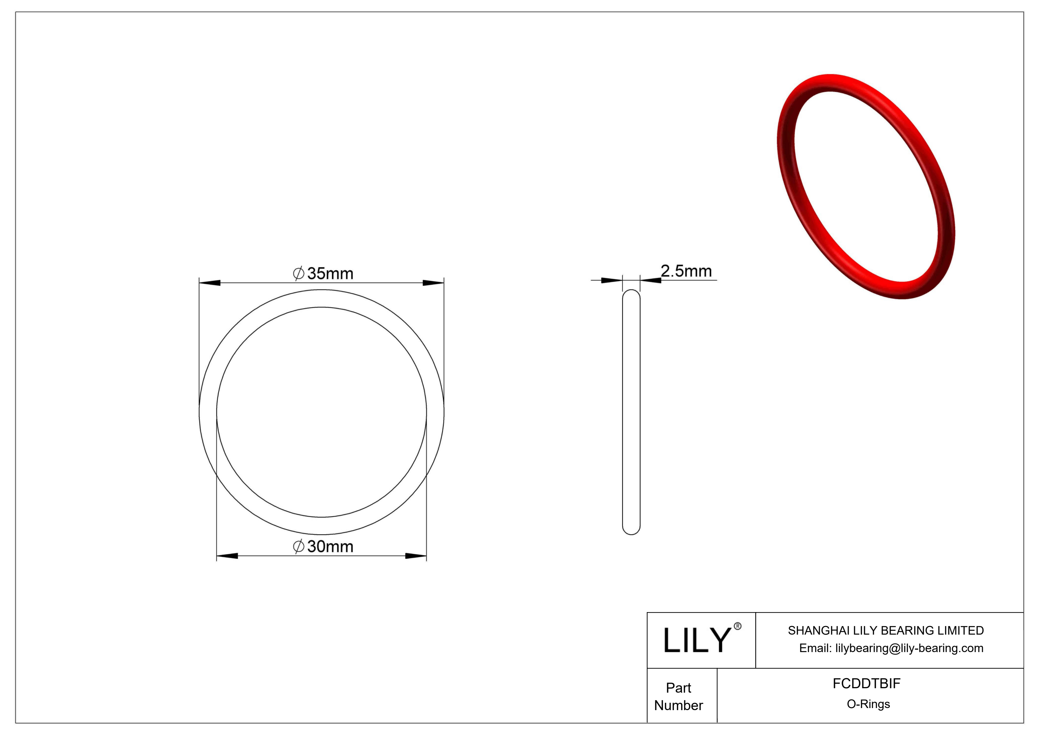 FCDDTBIF High Temperature O-Rings Round cad drawing