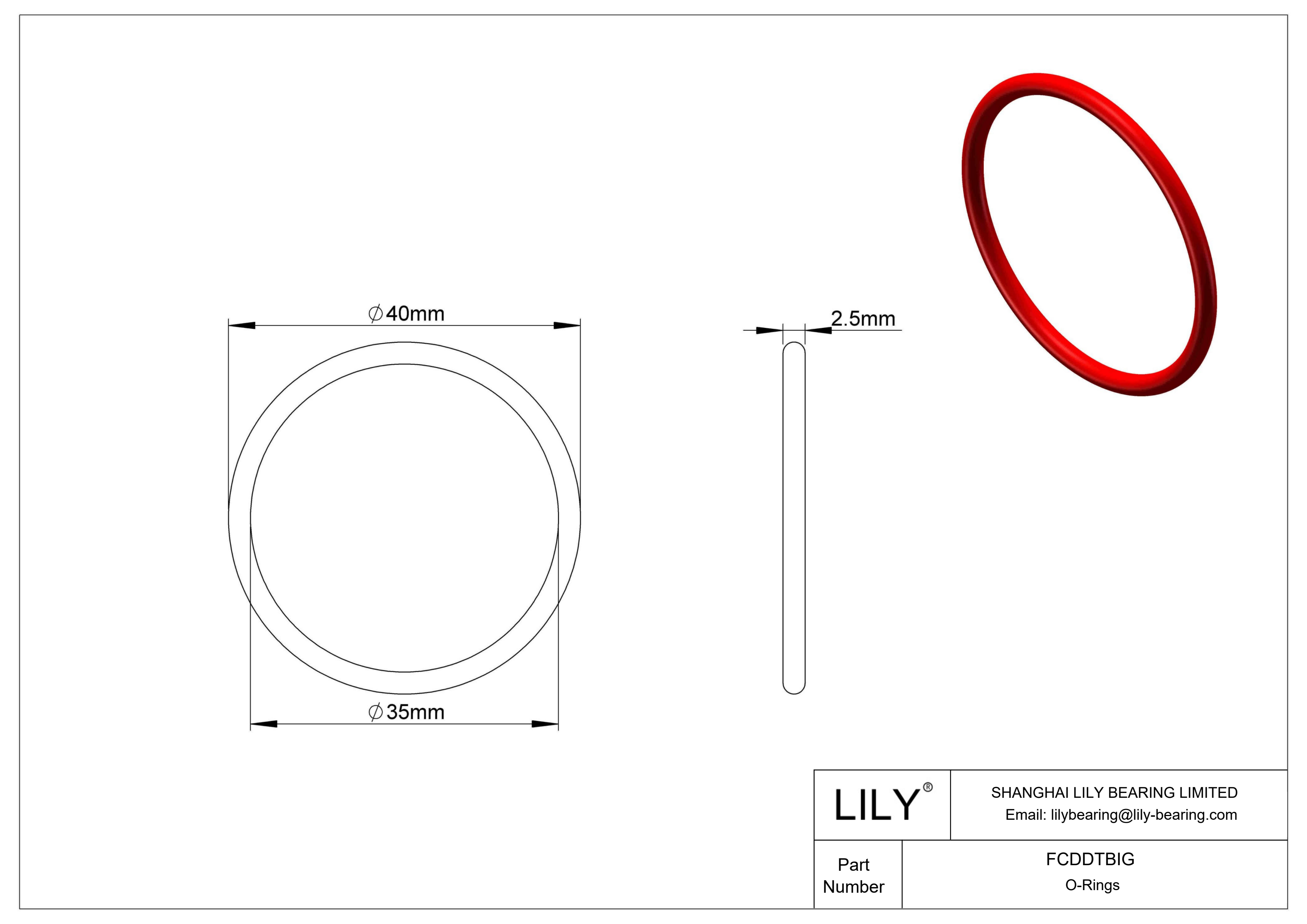 FCDDTBIG High Temperature O-Rings Round cad drawing