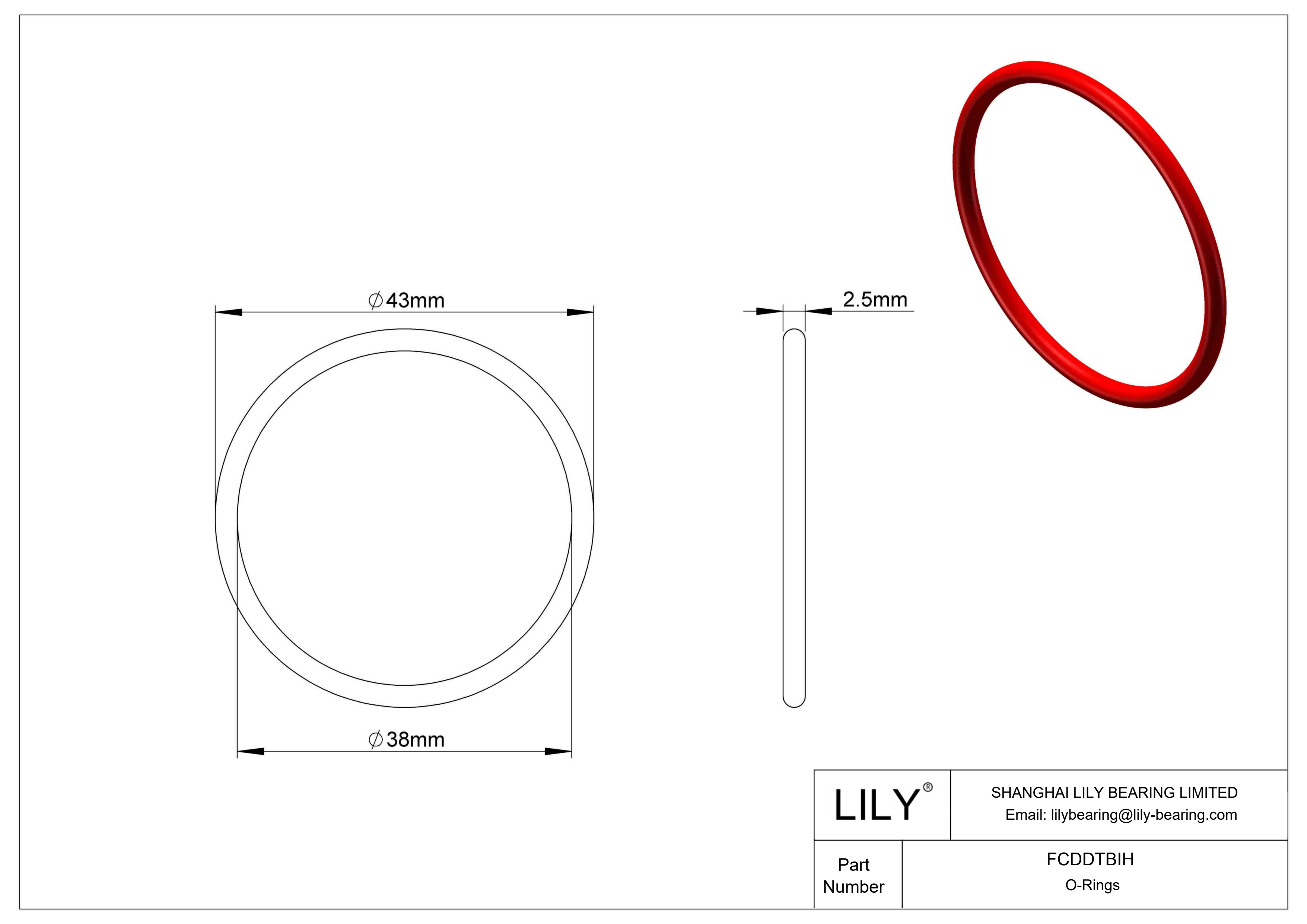 FCDDTBIH High Temperature O-Rings Round cad drawing