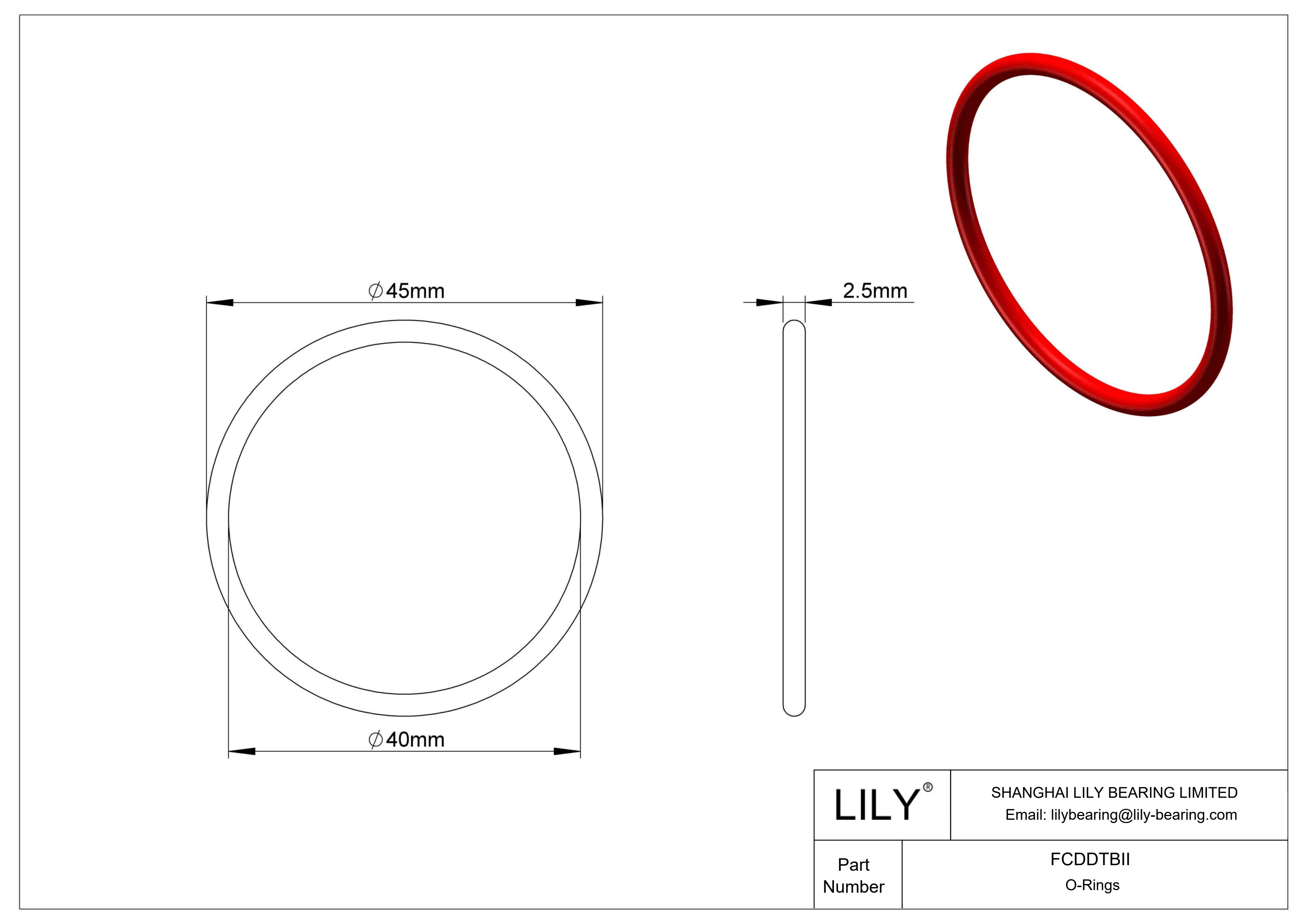 FCDDTBII High Temperature O-Rings Round cad drawing