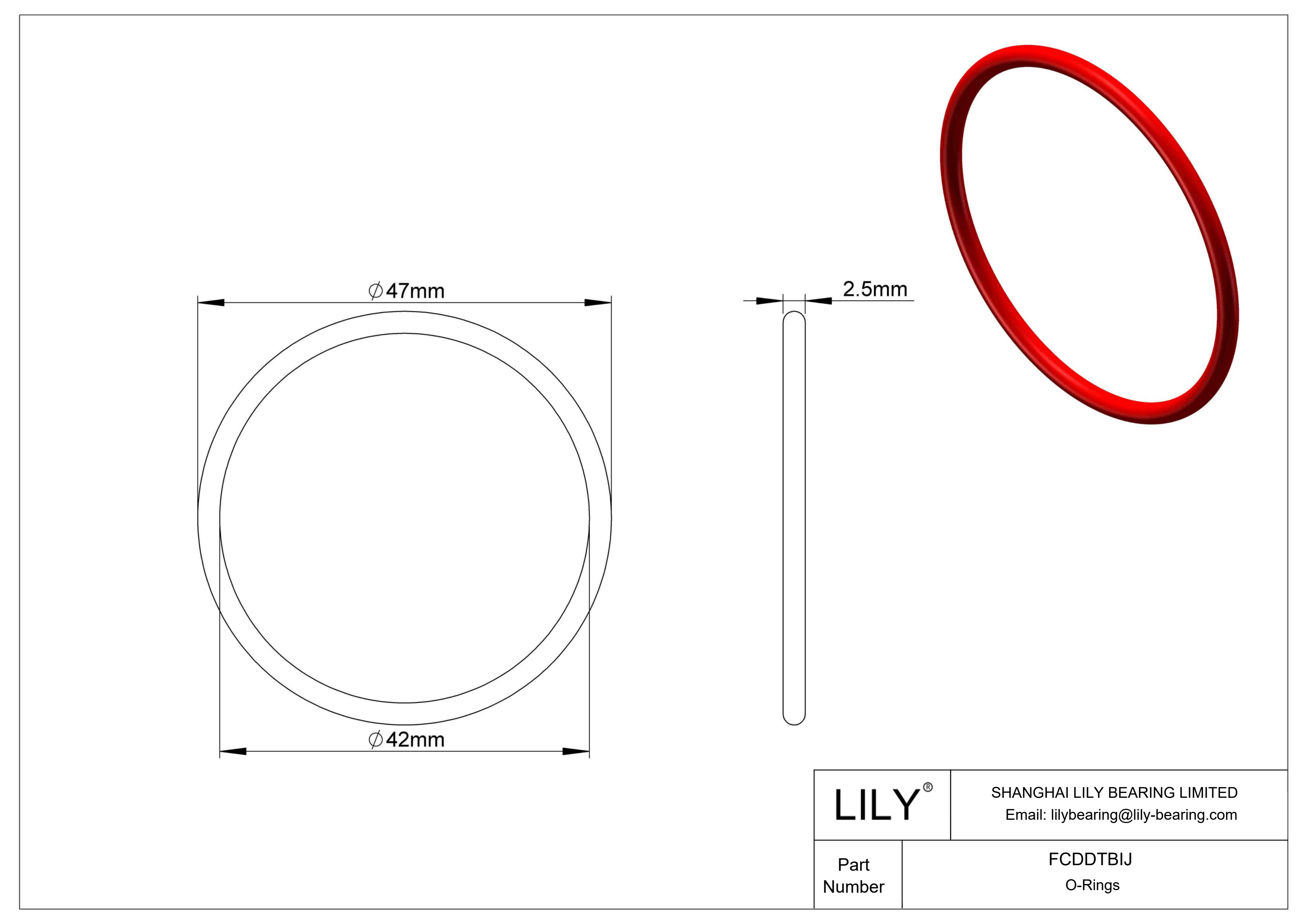 FCDDTBIJ High Temperature O-Rings Round cad drawing