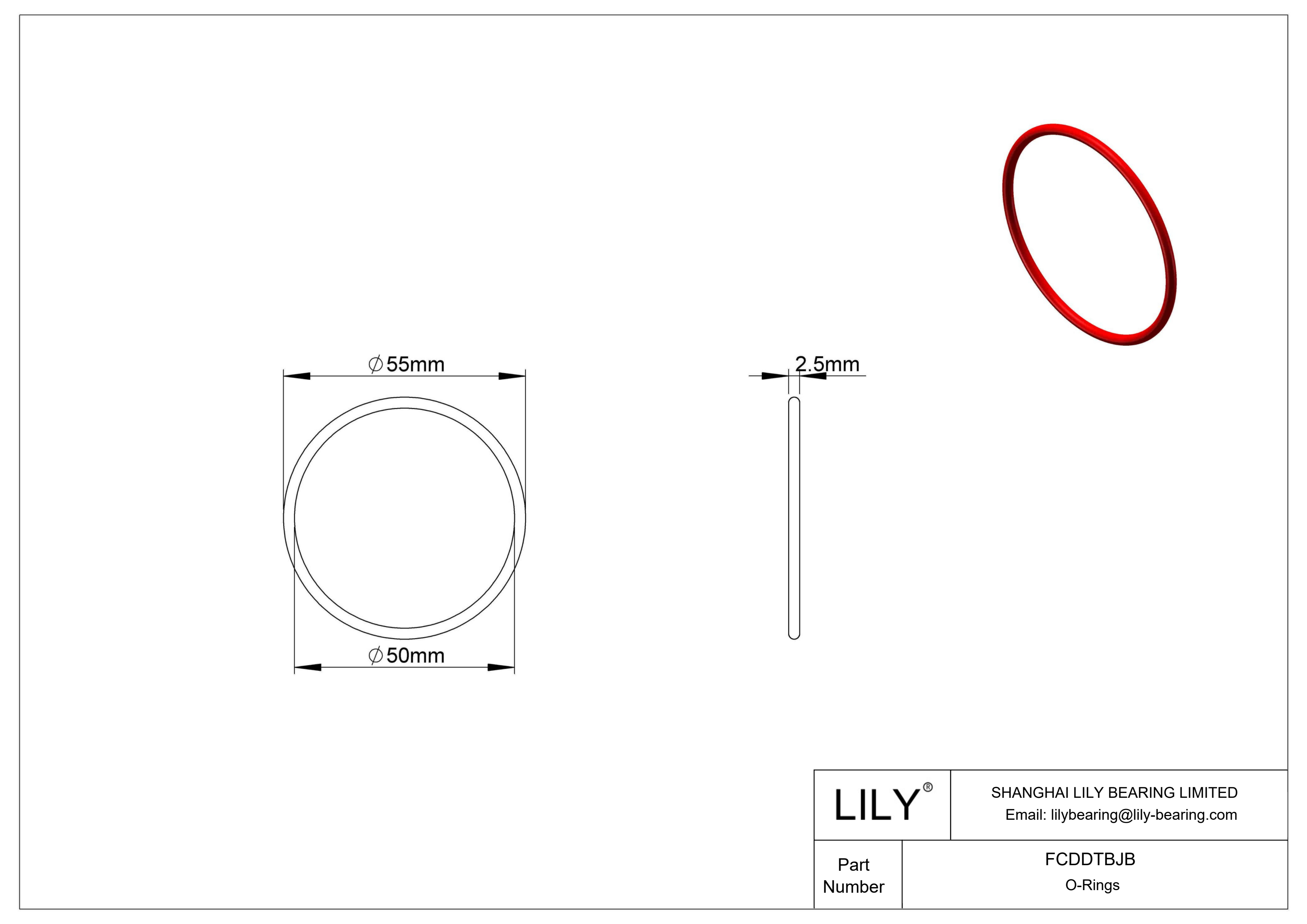 FCDDTBJB High Temperature O-Rings Round cad drawing