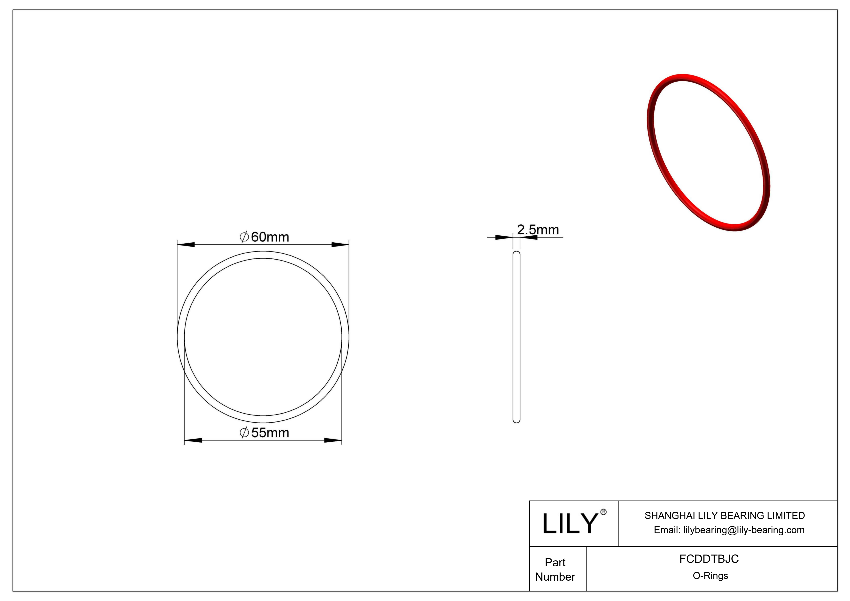 FCDDTBJC High Temperature O-Rings Round cad drawing