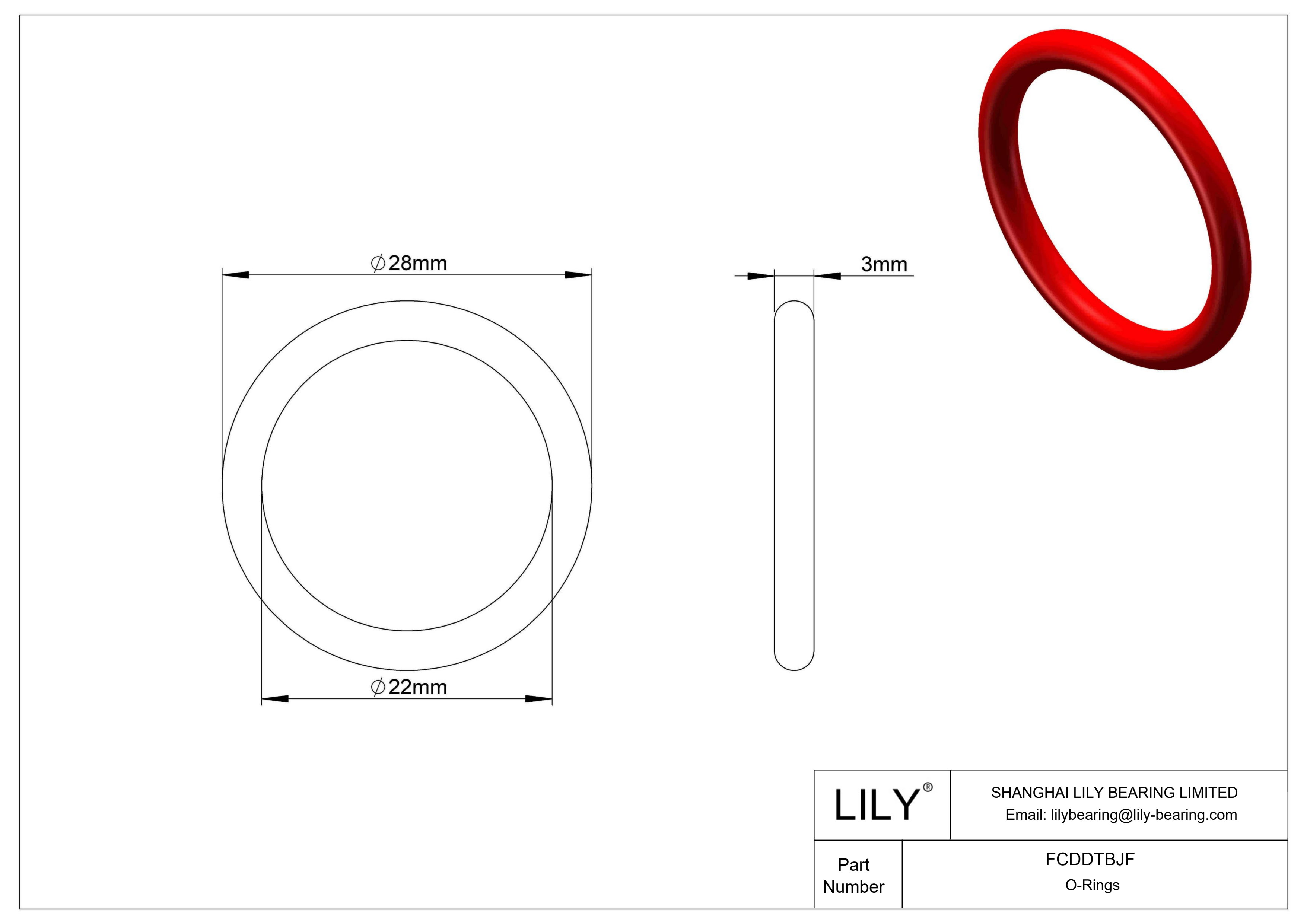 FCDDTBJF High Temperature O-Rings Round cad drawing