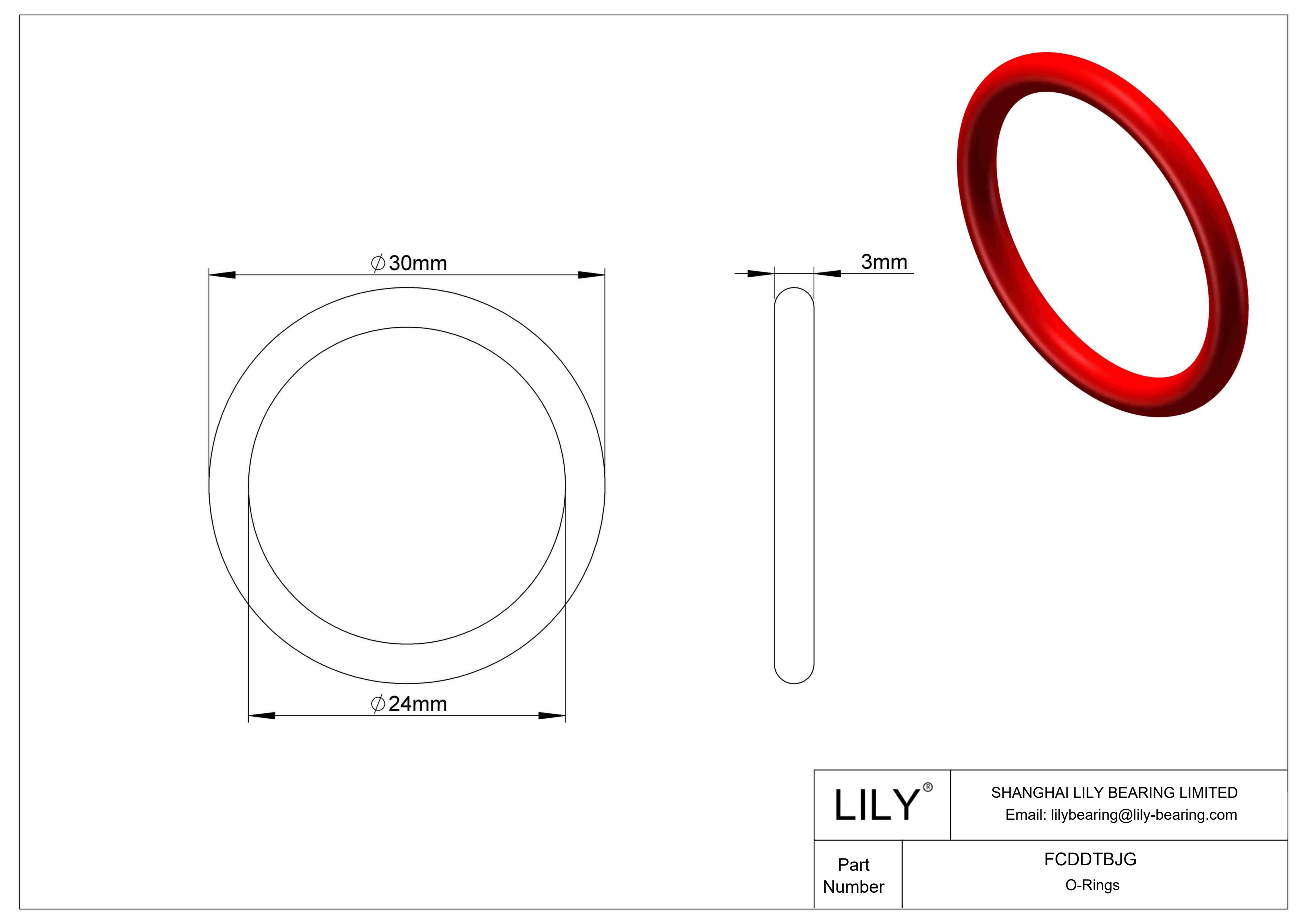 FCDDTBJG High Temperature O-Rings Round cad drawing