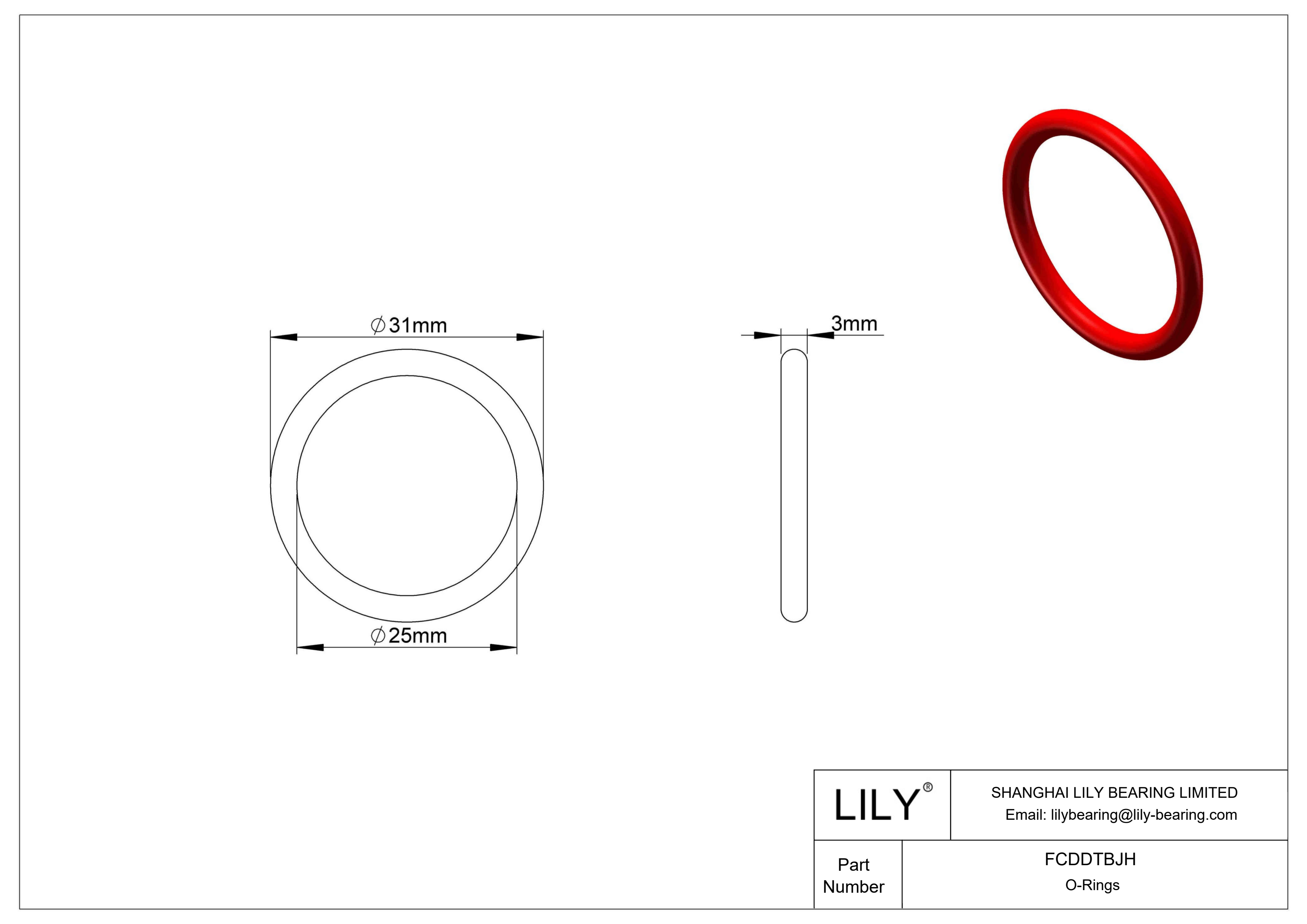 FCDDTBJH High Temperature O-Rings Round cad drawing