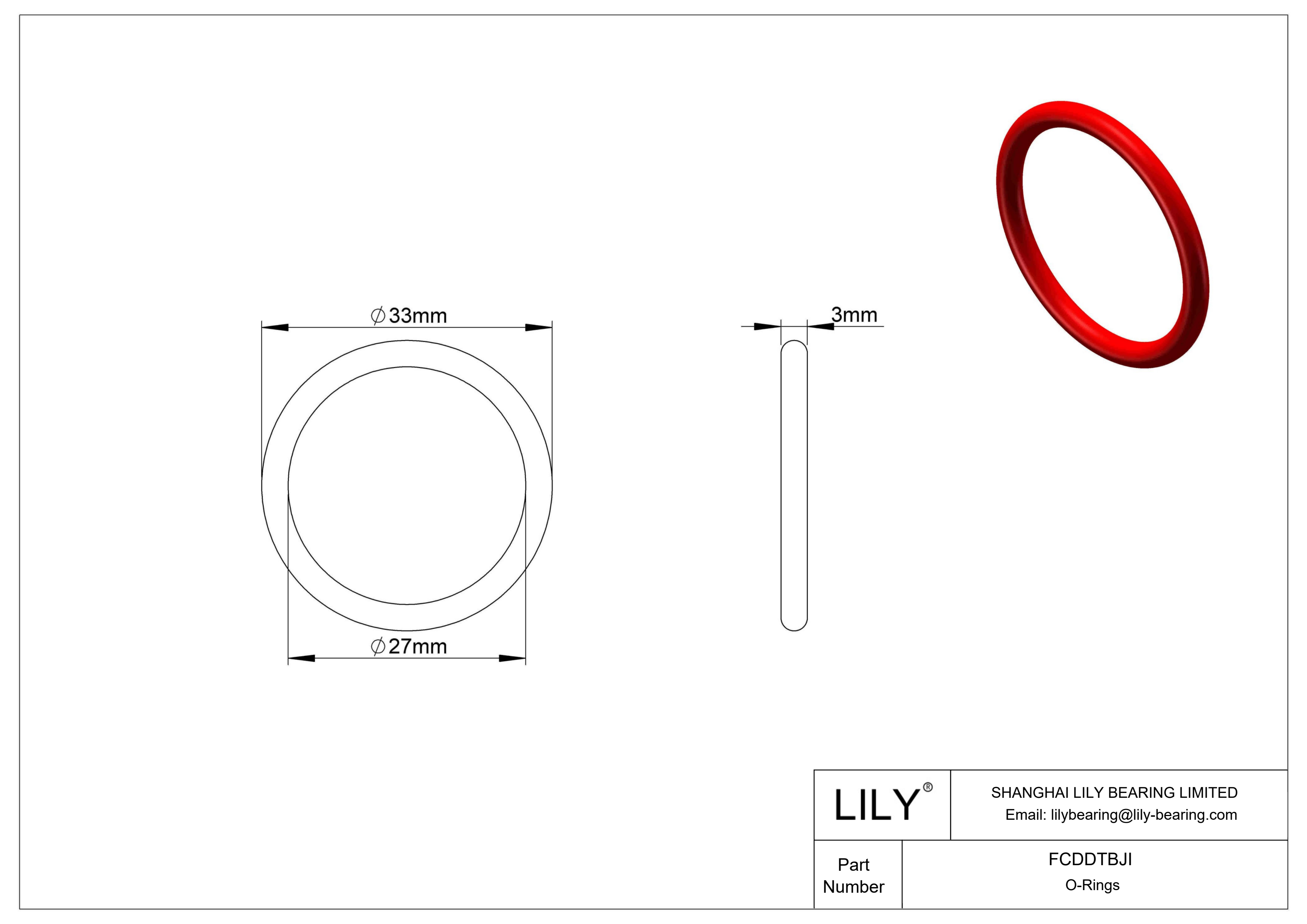 FCDDTBJI High Temperature O-Rings Round cad drawing