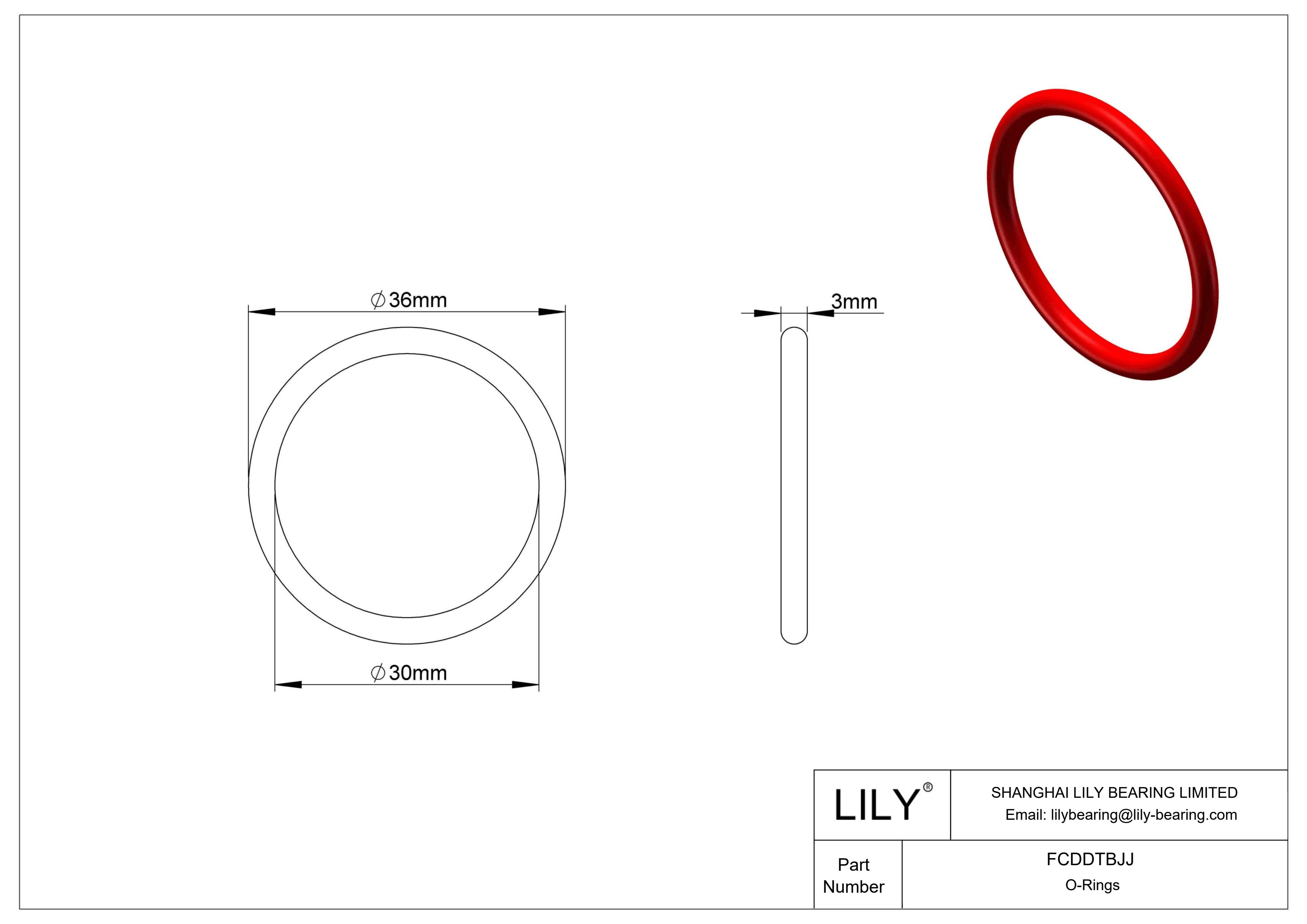 FCDDTBJJ High Temperature O-Rings Round cad drawing