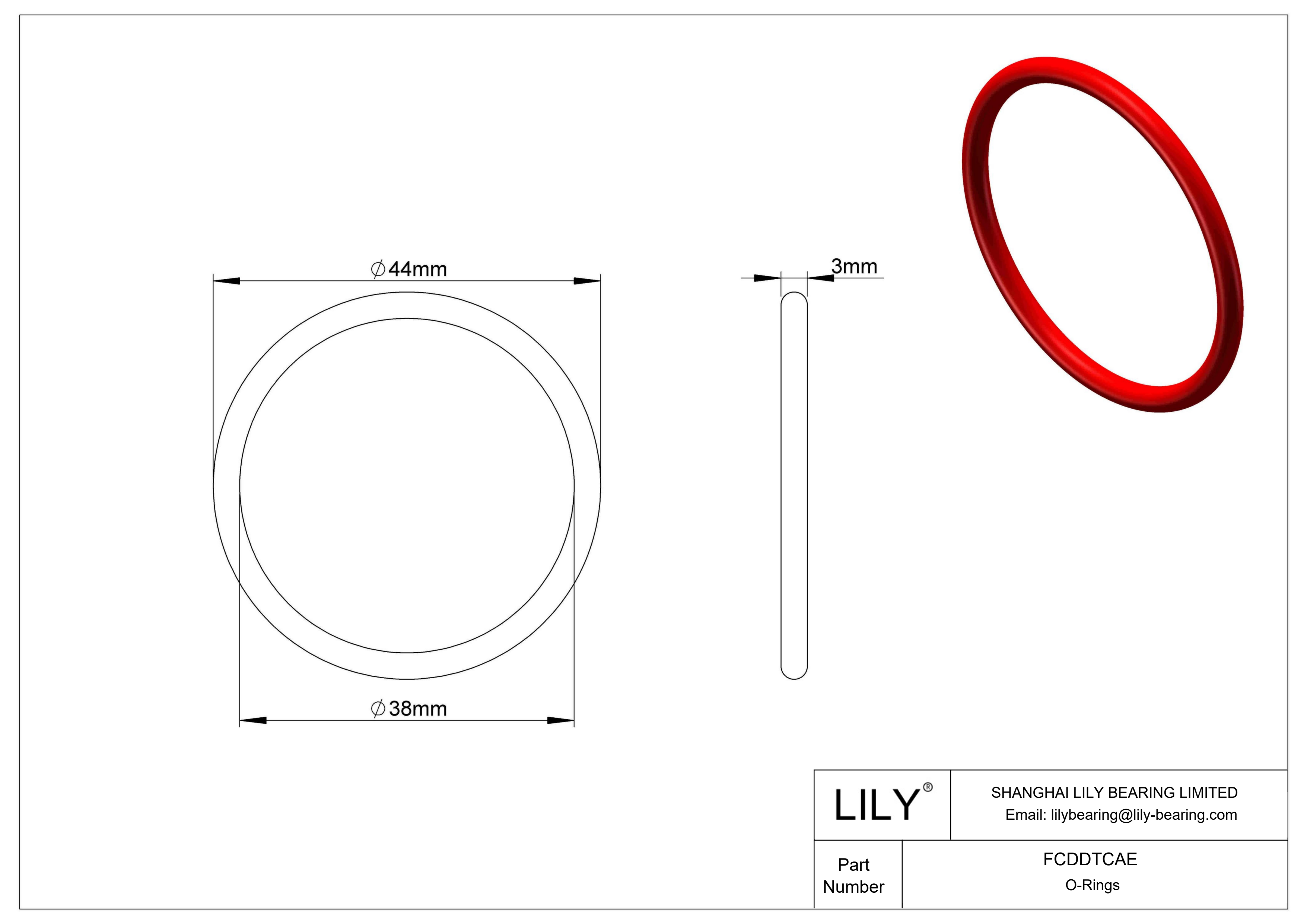 FCDDTCAE High Temperature O-Rings Round cad drawing