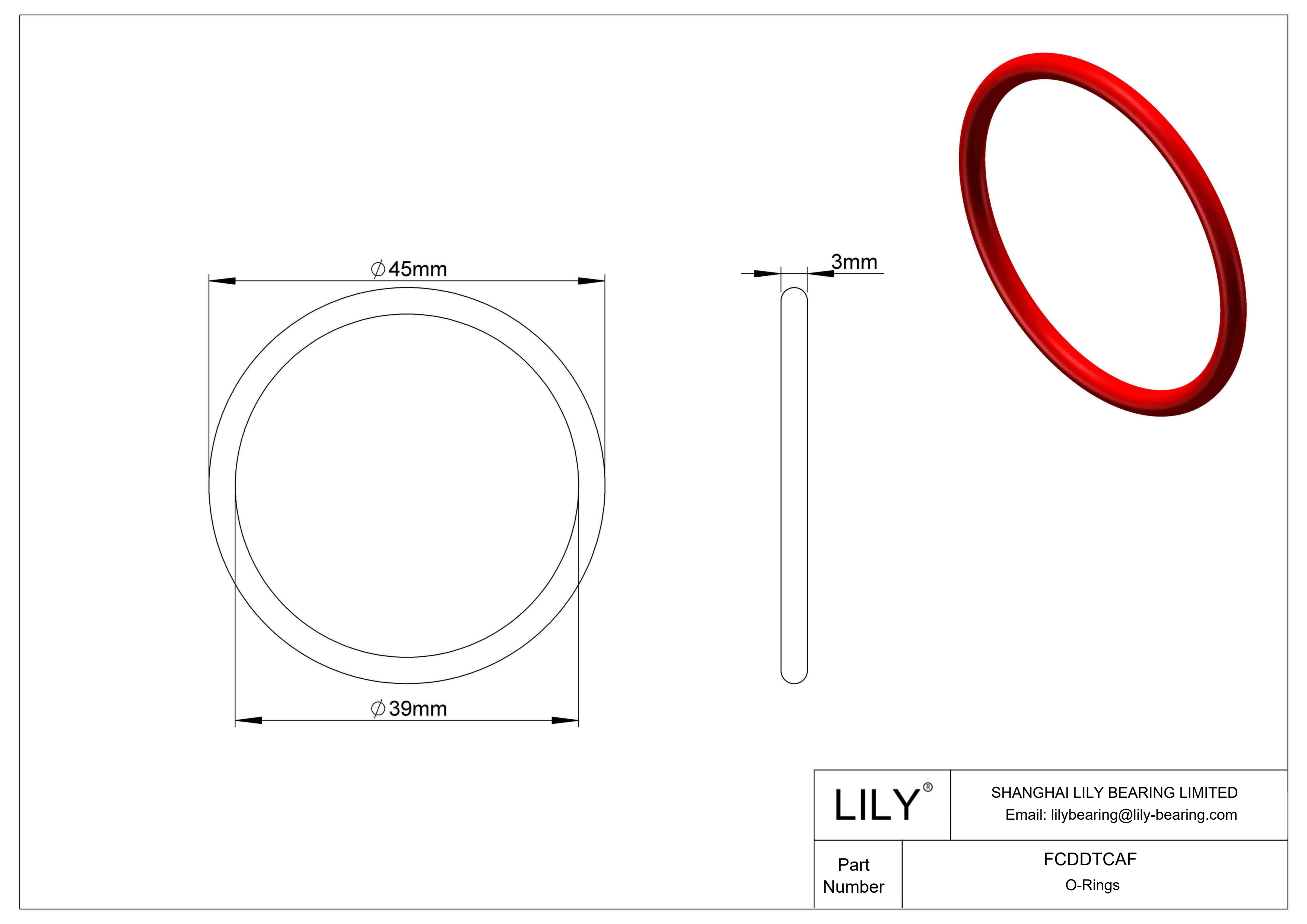 FCDDTCAF High Temperature O-Rings Round cad drawing