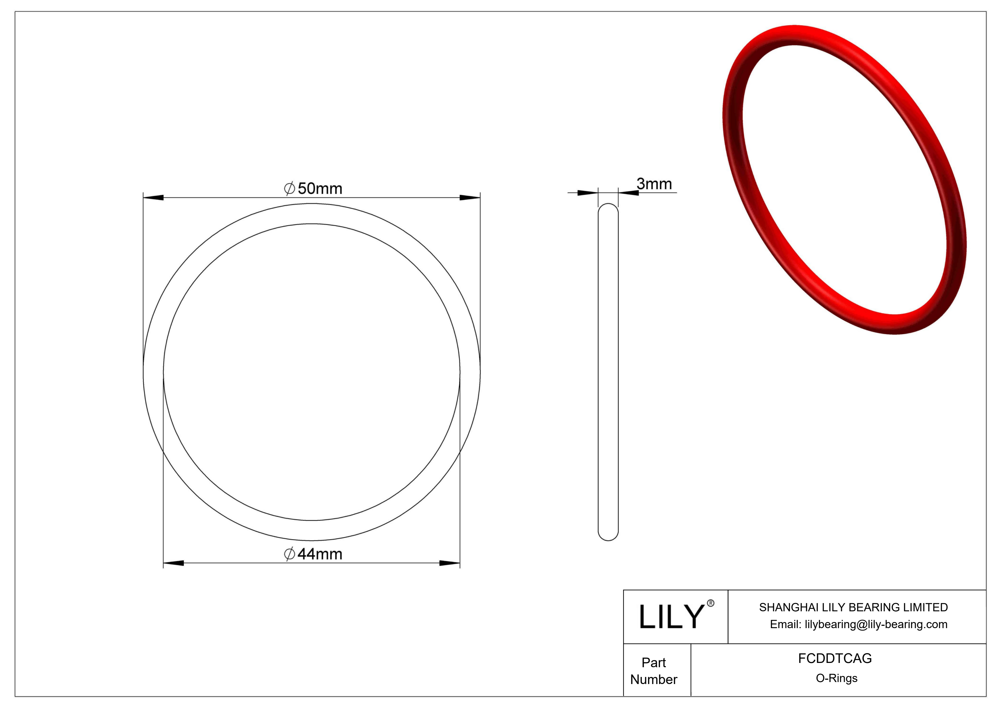 FCDDTCAG High Temperature O-Rings Round cad drawing